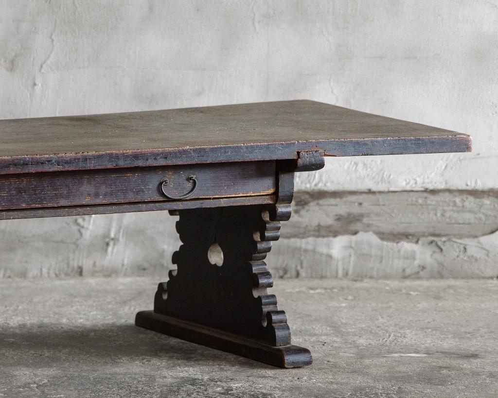 Wood Japanese Antique Writing Desk, Low table Meiji Era '1868-1912', Wabi Sabi