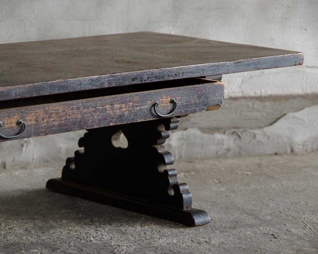 Japanese Antique Writing Desk, Low table Meiji Era '1868-1912', Wabi Sabi 3