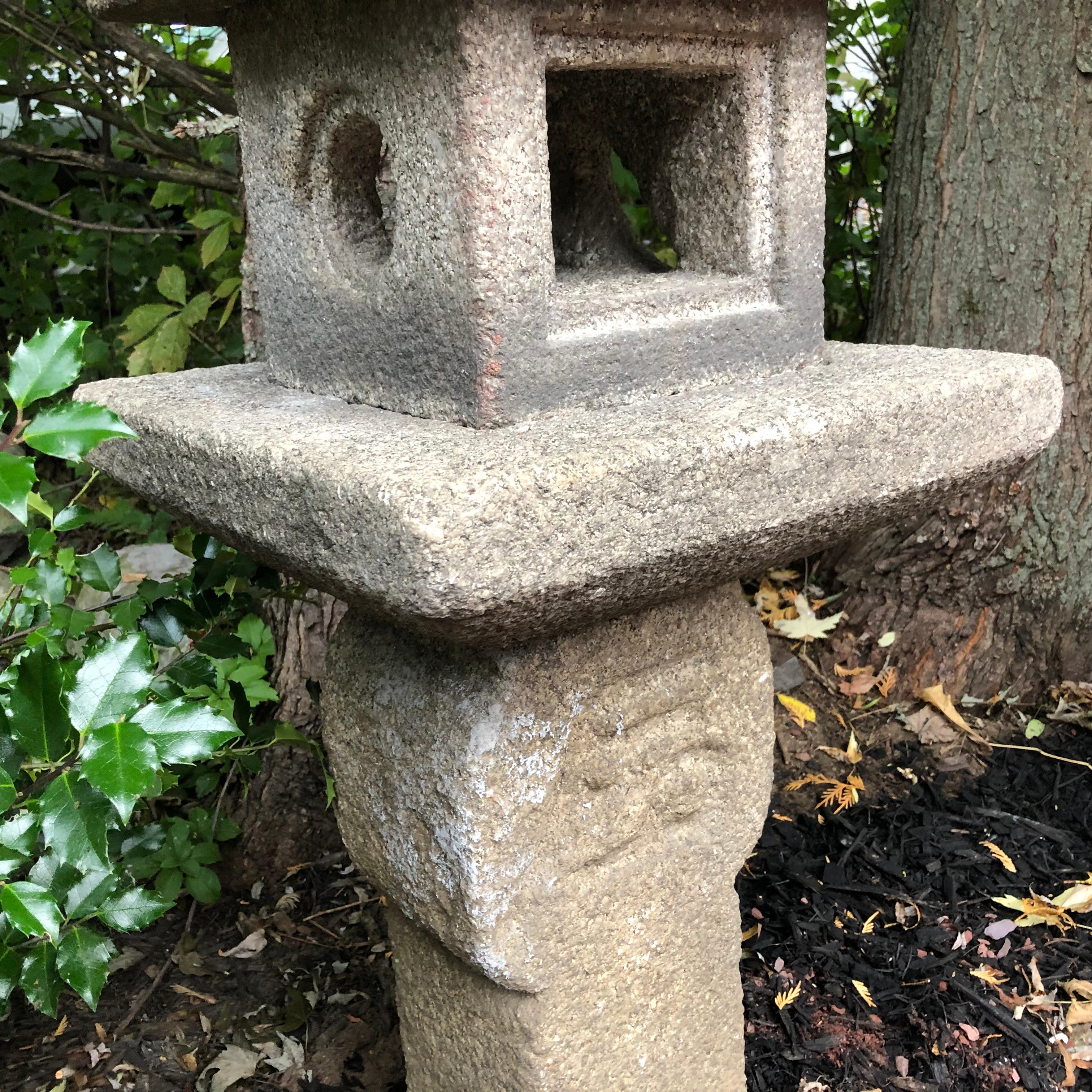 Japanese Antique Oribe Tea Master Stone Tea Garden Lantern  2