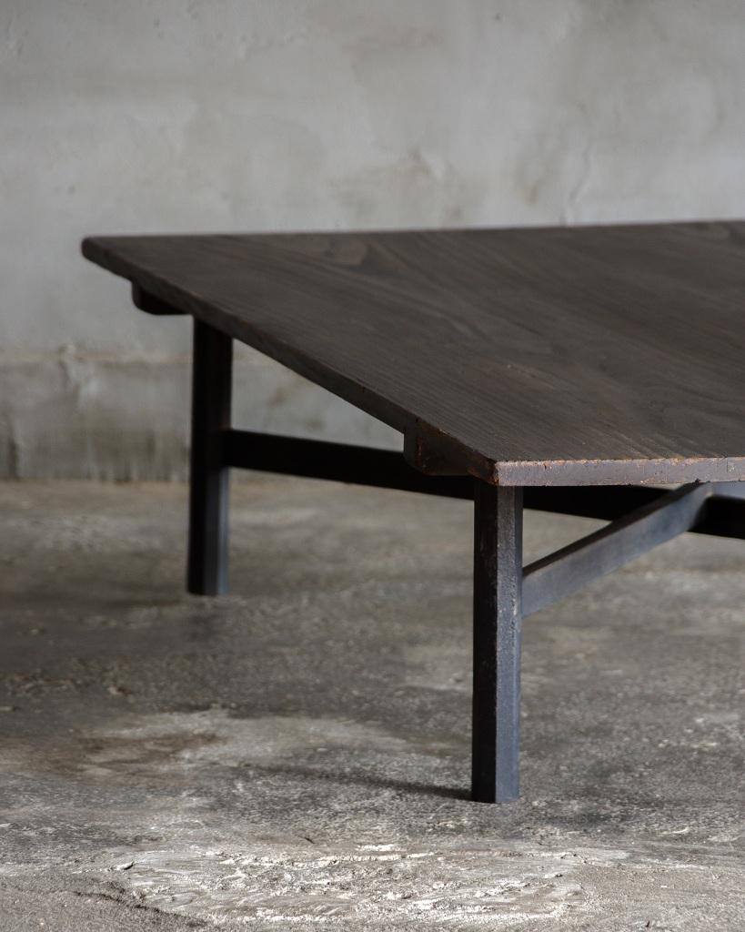 XIX secolo Tavolo basso Zataku giapponese antico, tarda epoca Meiji'1868-1912'Wabi Sabi