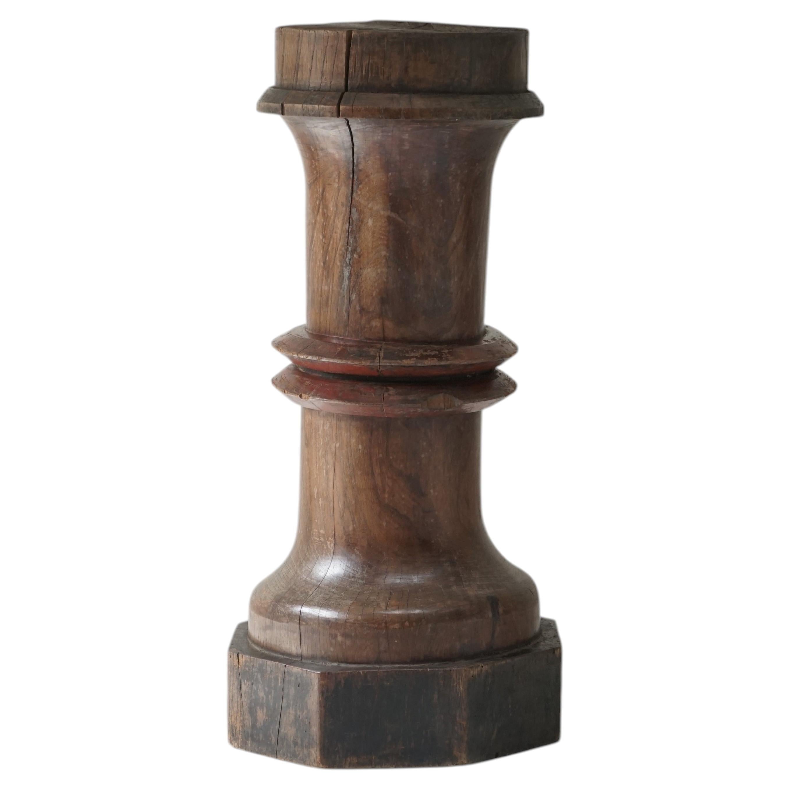 Japanese Antique Zelkova Carved Pillar, 19th Century, Wabi-Sabi