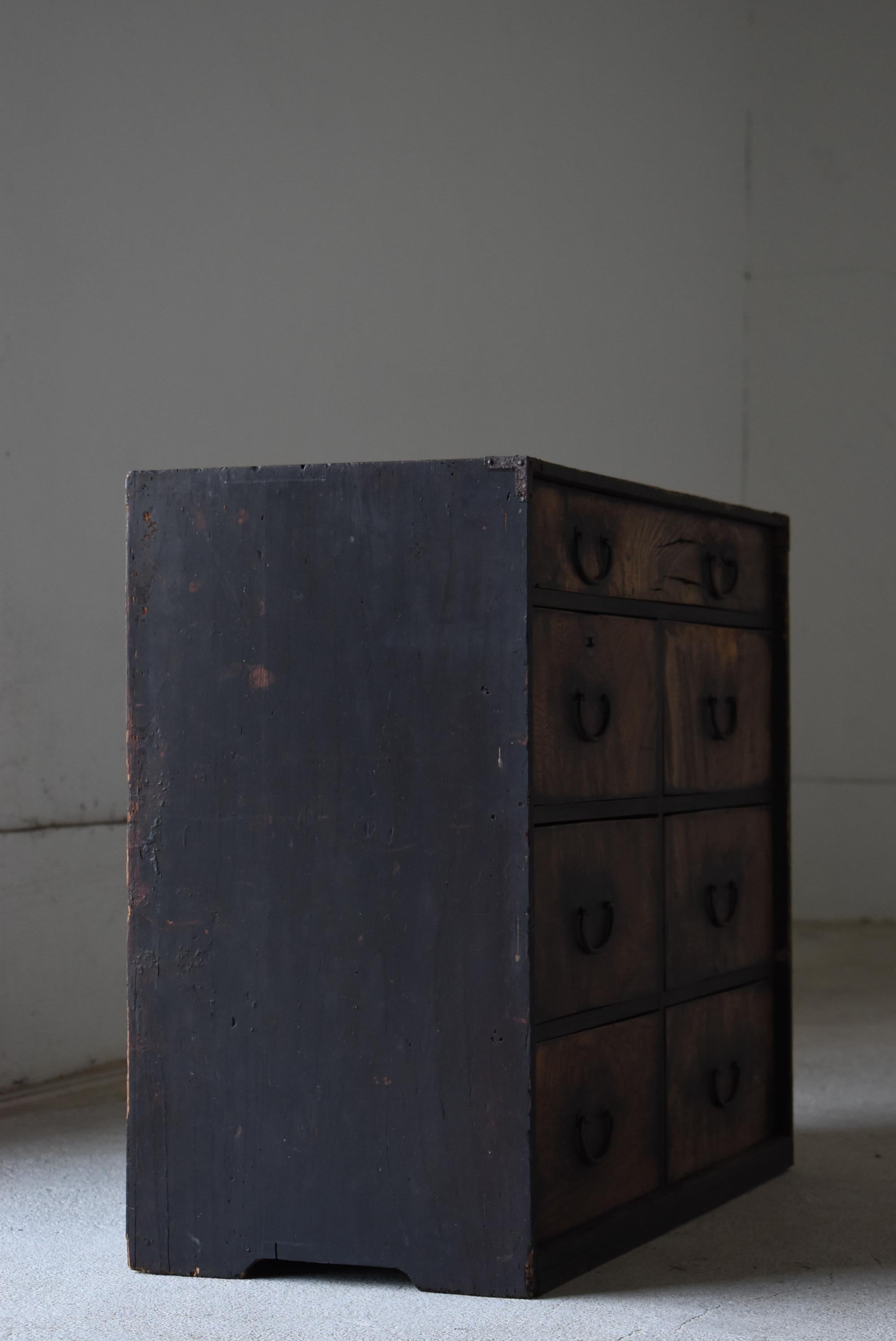 Cajón Japonés Antiguo de Madera de Zelkova Años 1860-1900 / Tansu Wabi Sabi 5