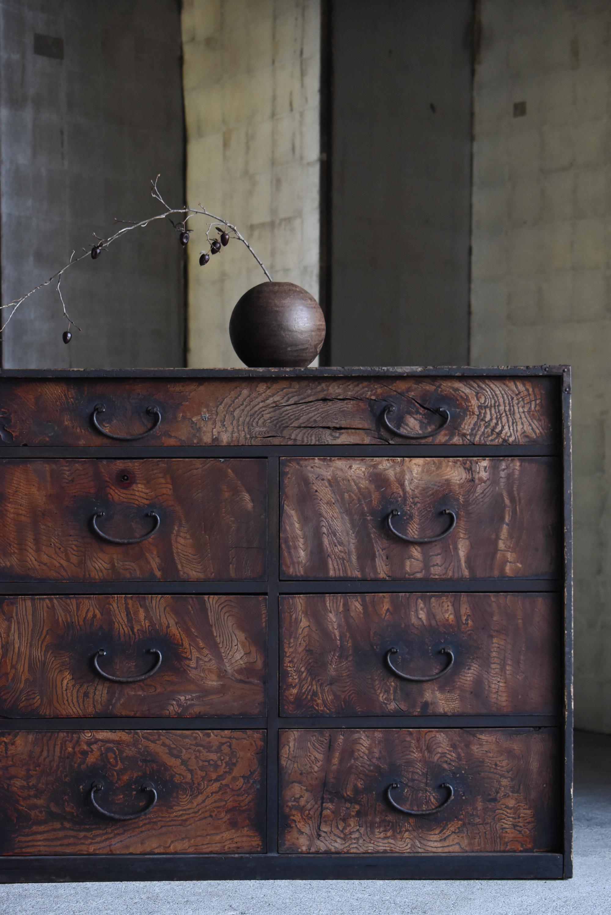 Cajón Japonés Antiguo de Madera de Zelkova Años 1860-1900 / Tansu Wabi Sabi 9