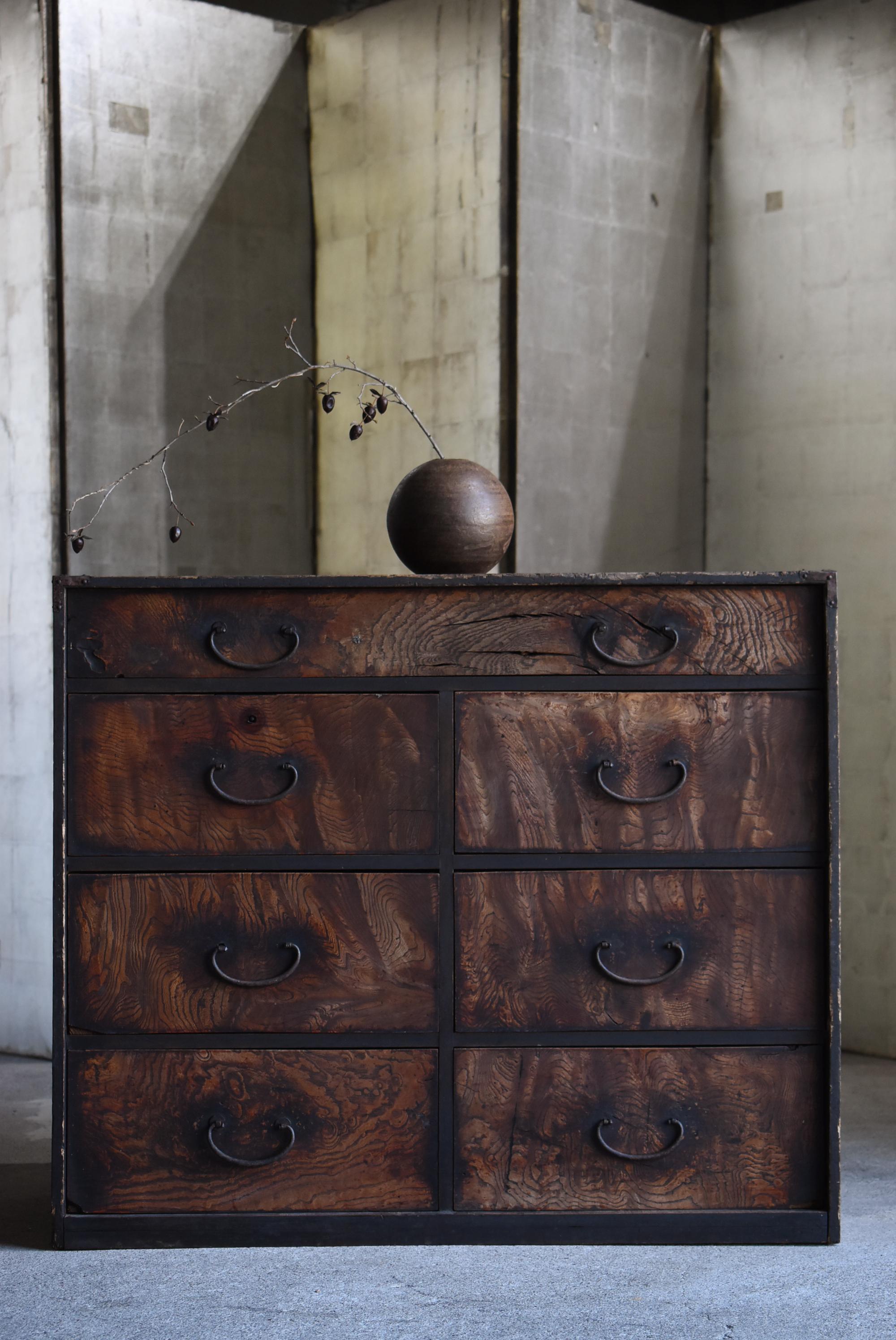 Cajón Japonés Antiguo de Madera de Zelkova Años 1860-1900 / Tansu Wabi Sabi Meiji
