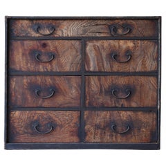 Cajón Japonés Antiguo de Madera de Zelkova Años 1860-1900 / Tansu Wabi Sabi