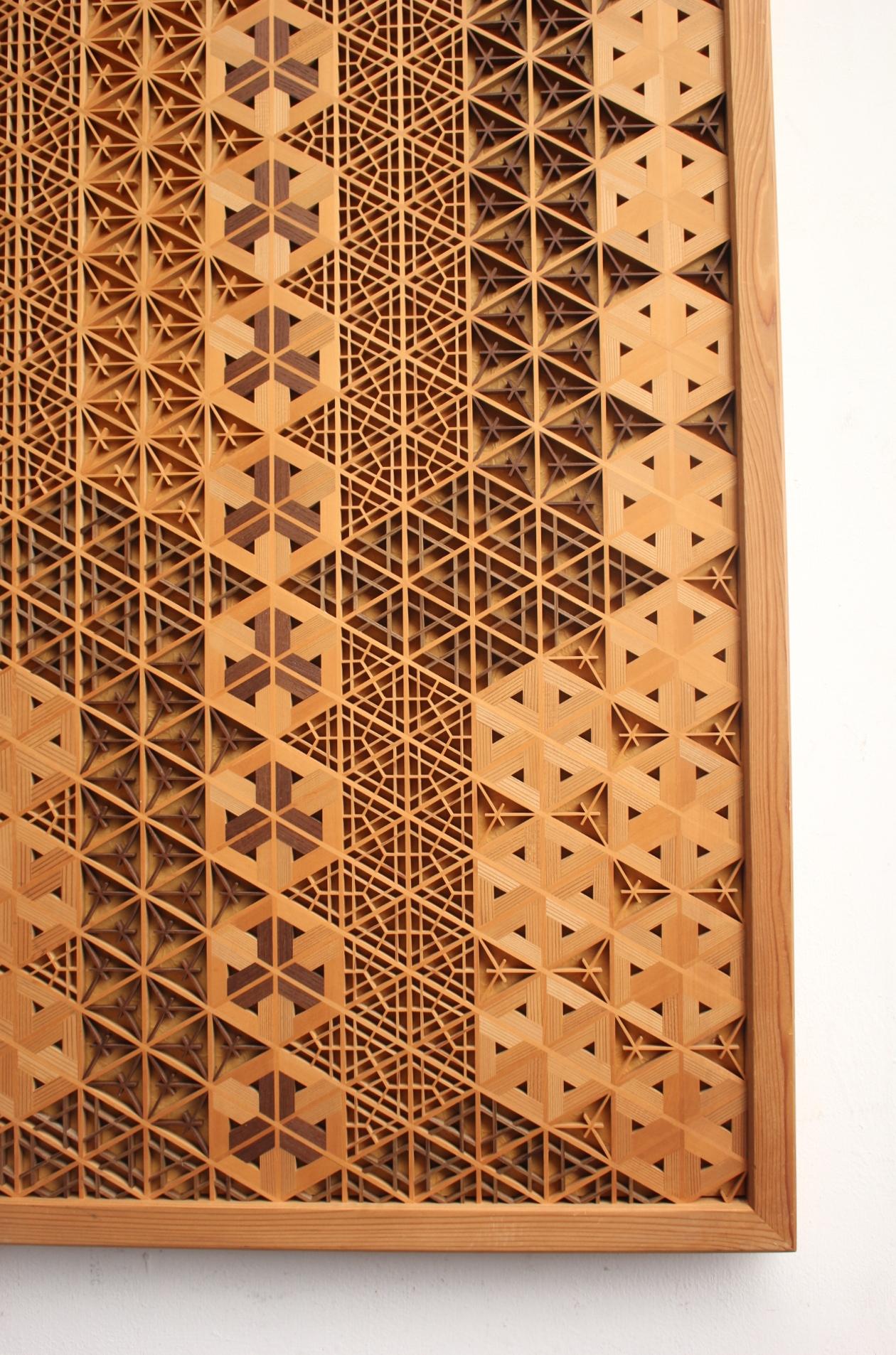 Old Japanese Classical techniques, Kumiko wall hanging by joiner For Sale 4