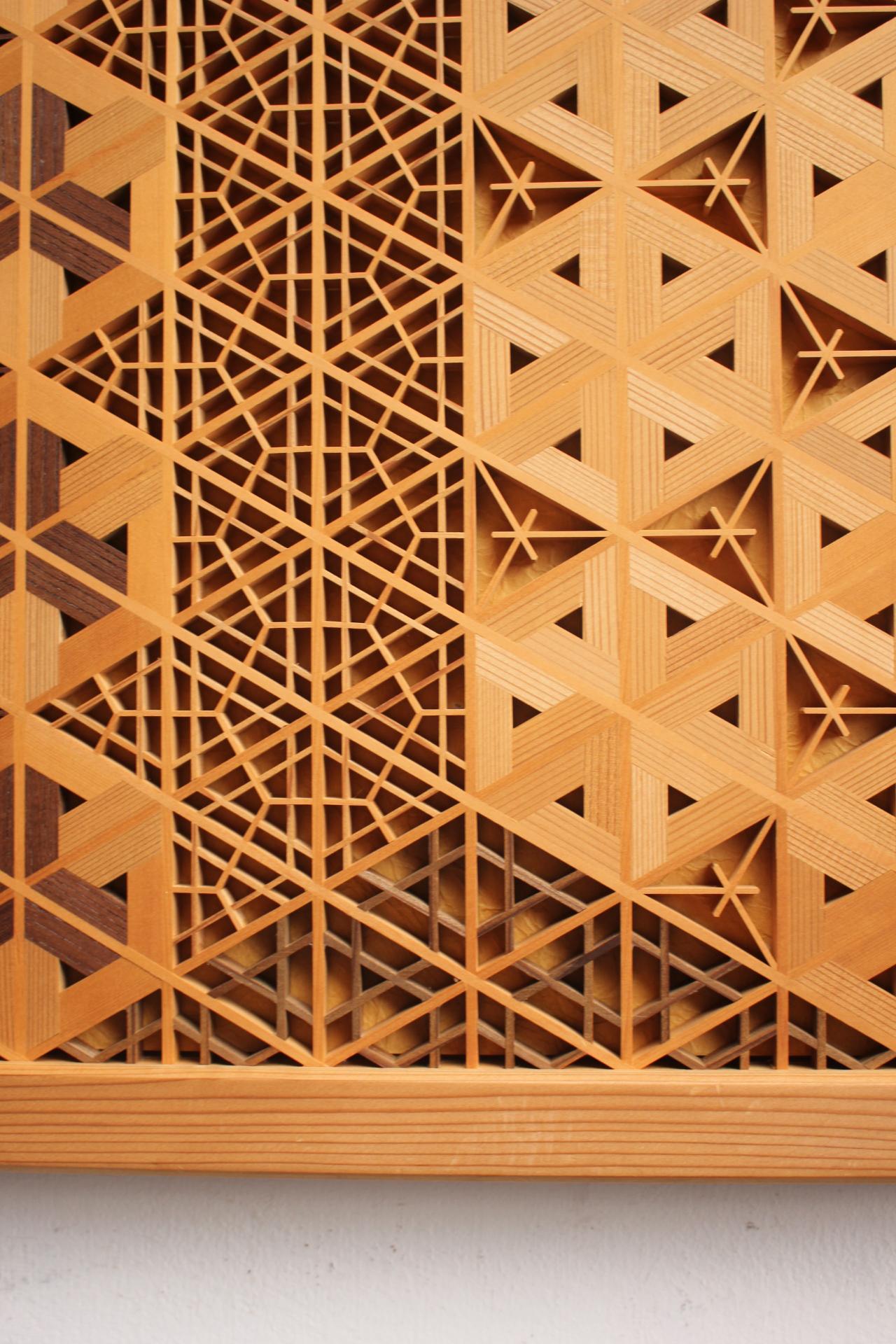 Old Japanese Classical techniques, Kumiko wall hanging by joiner For Sale 7