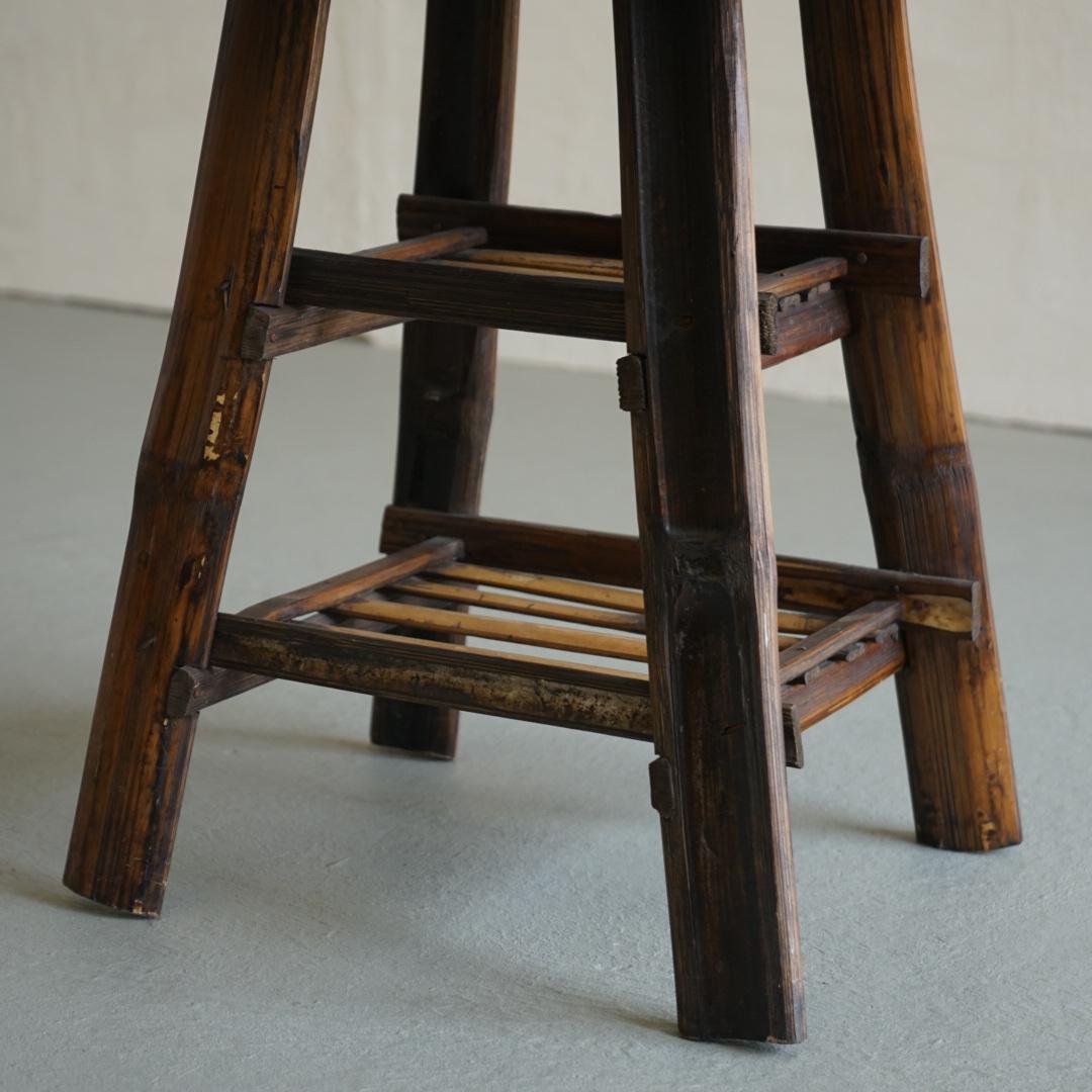 Japanese Antique Bamboo Table 1930s-1940s Folk Art Wabi-Sabi For Sale 5