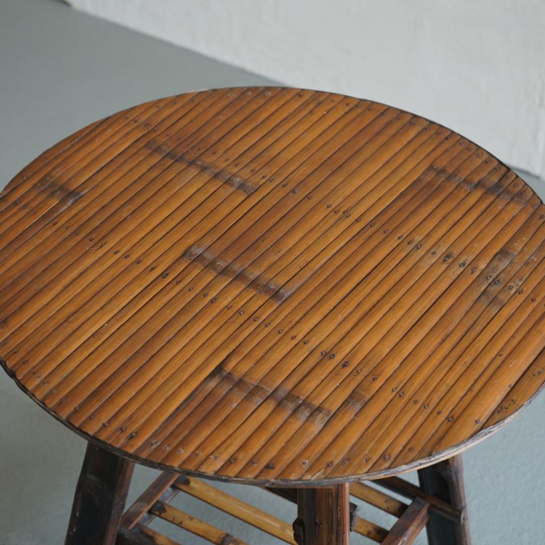 Showa Japanese Antique Bamboo Table 1930s-1940s Folk Art Wabi-Sabi For Sale