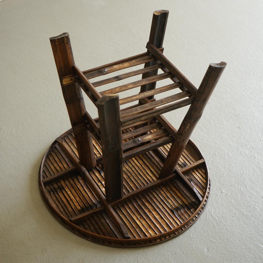 Japanese Antique Bamboo Table 1930s-1940s Folk Art Wabi-Sabi For Sale 4