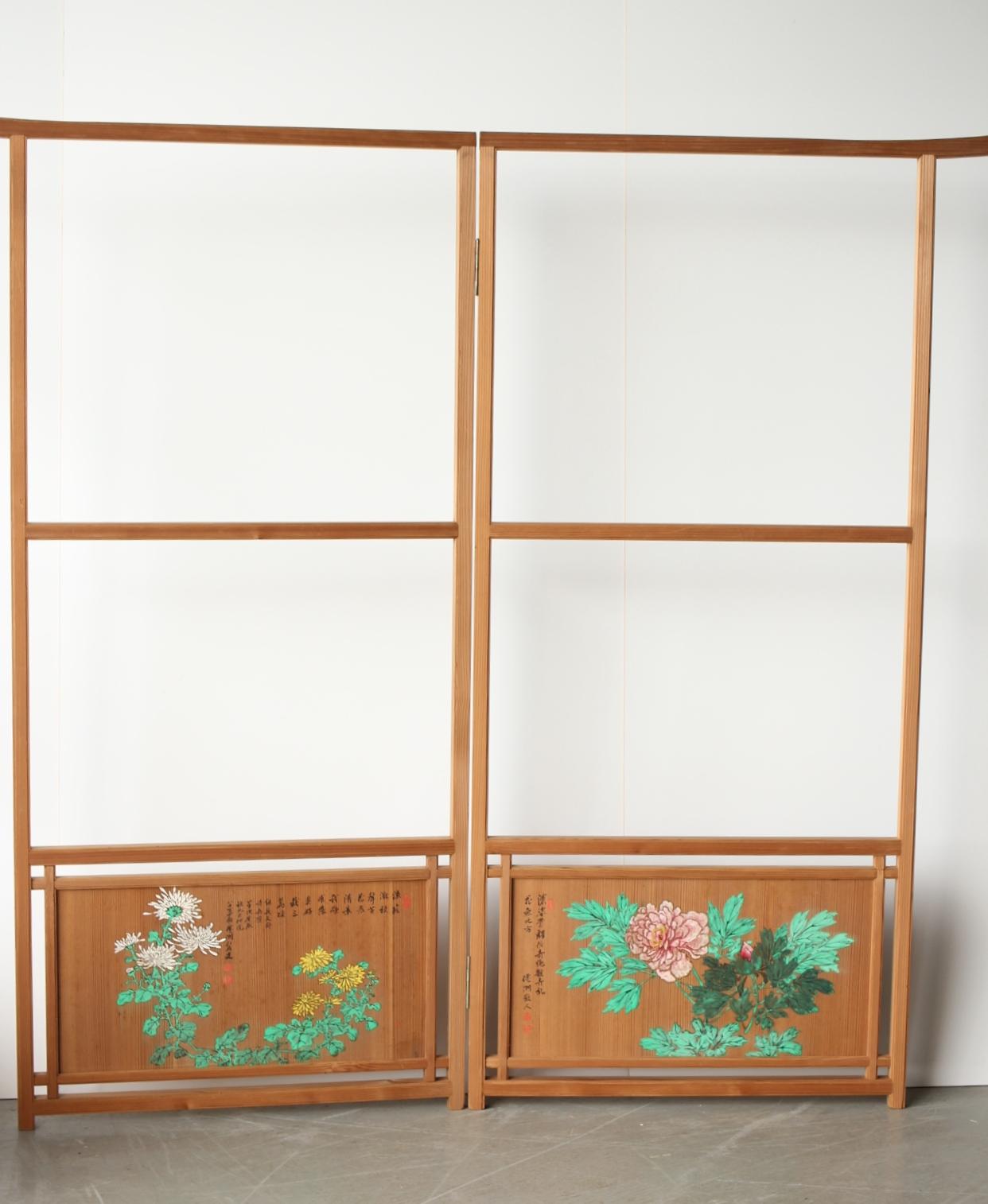 Japanese Antiques Clothes rack folding screen set of 2 by Ishimaru Senshu For Sale 4