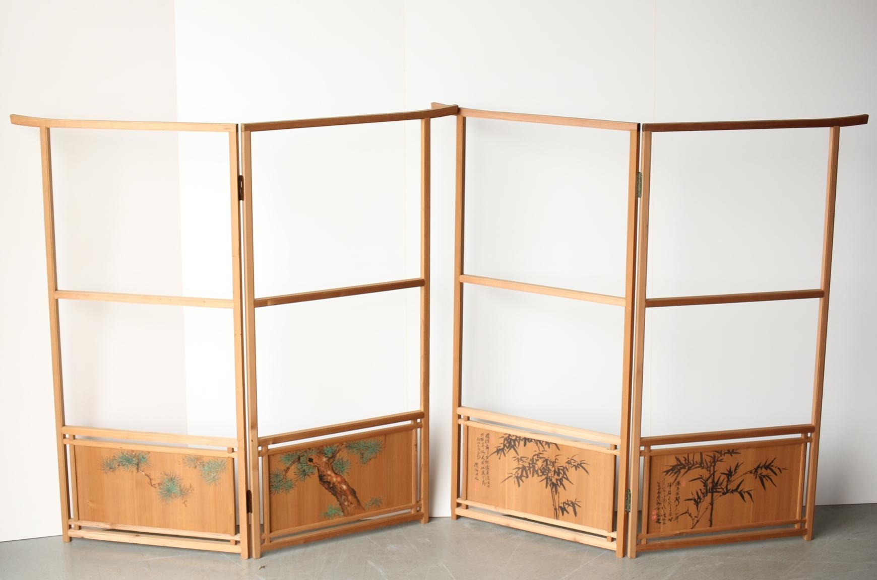 Japanese Antiques Clothes rack folding screen set of 2 by Ishimaru Senshu For Sale 10