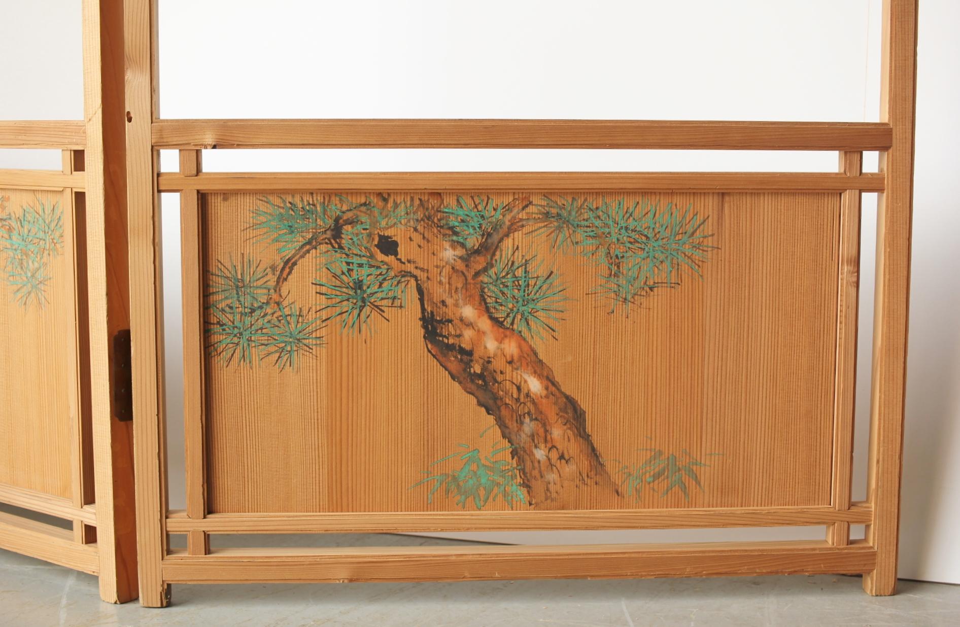 Japanese Antiques Clothes rack folding screen set of 2 by Ishimaru Senshu For Sale 11
