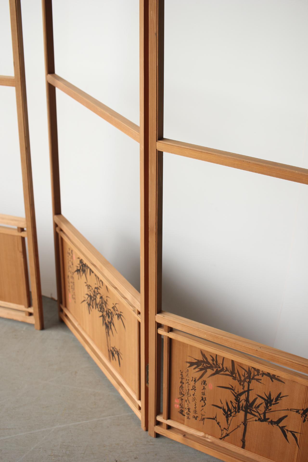 Japanese Antiques Clothes rack folding screen set of 2 by Ishimaru Senshu For Sale 14
