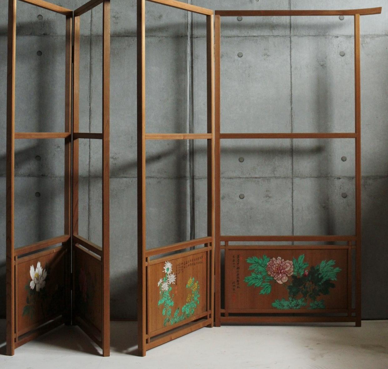 Hand-Crafted Japanese Antiques Clothes rack folding screen set of 2 by Ishimaru Senshu For Sale