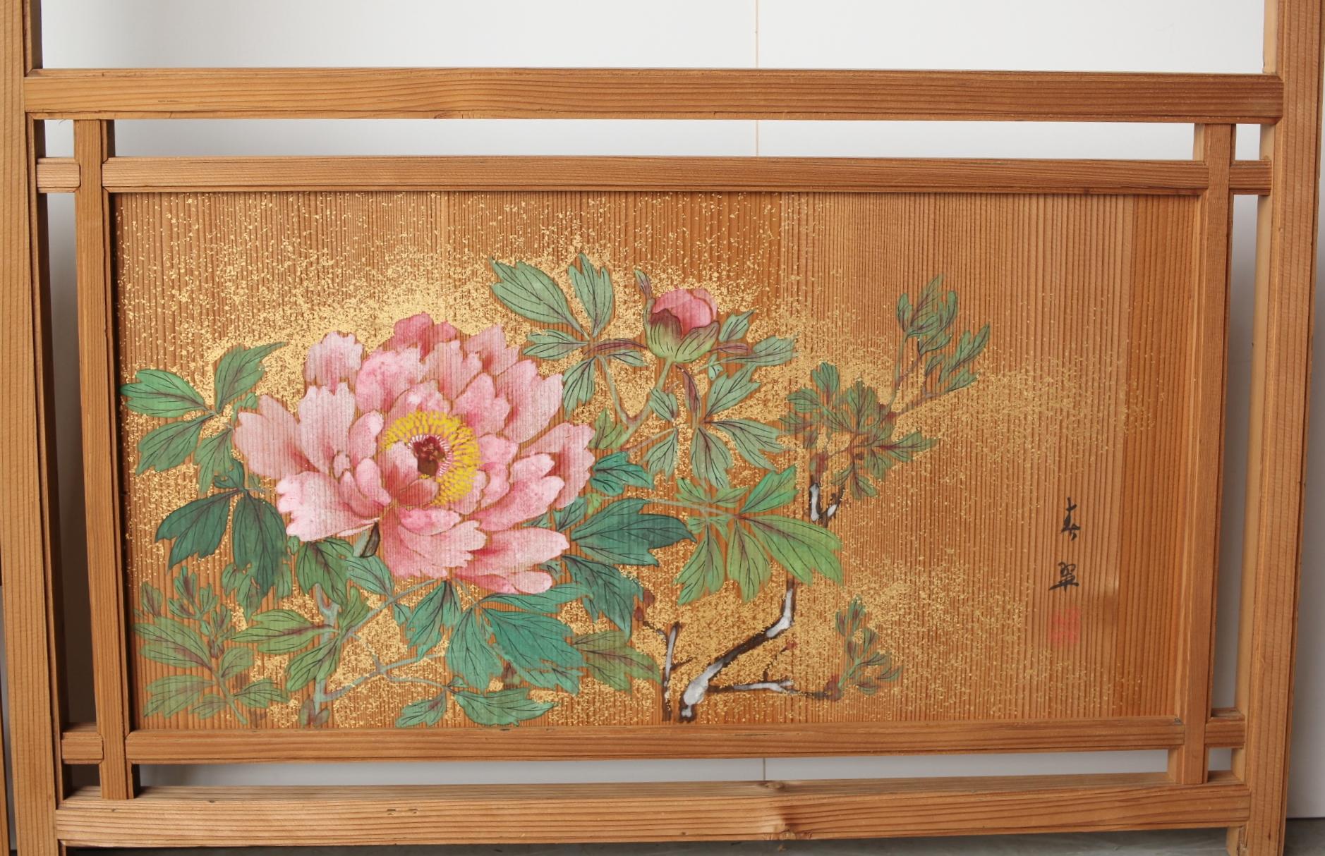 Japanese Antiques Clothes rack folding screen set of 2 by Ishimaru Senshu For Sale 3