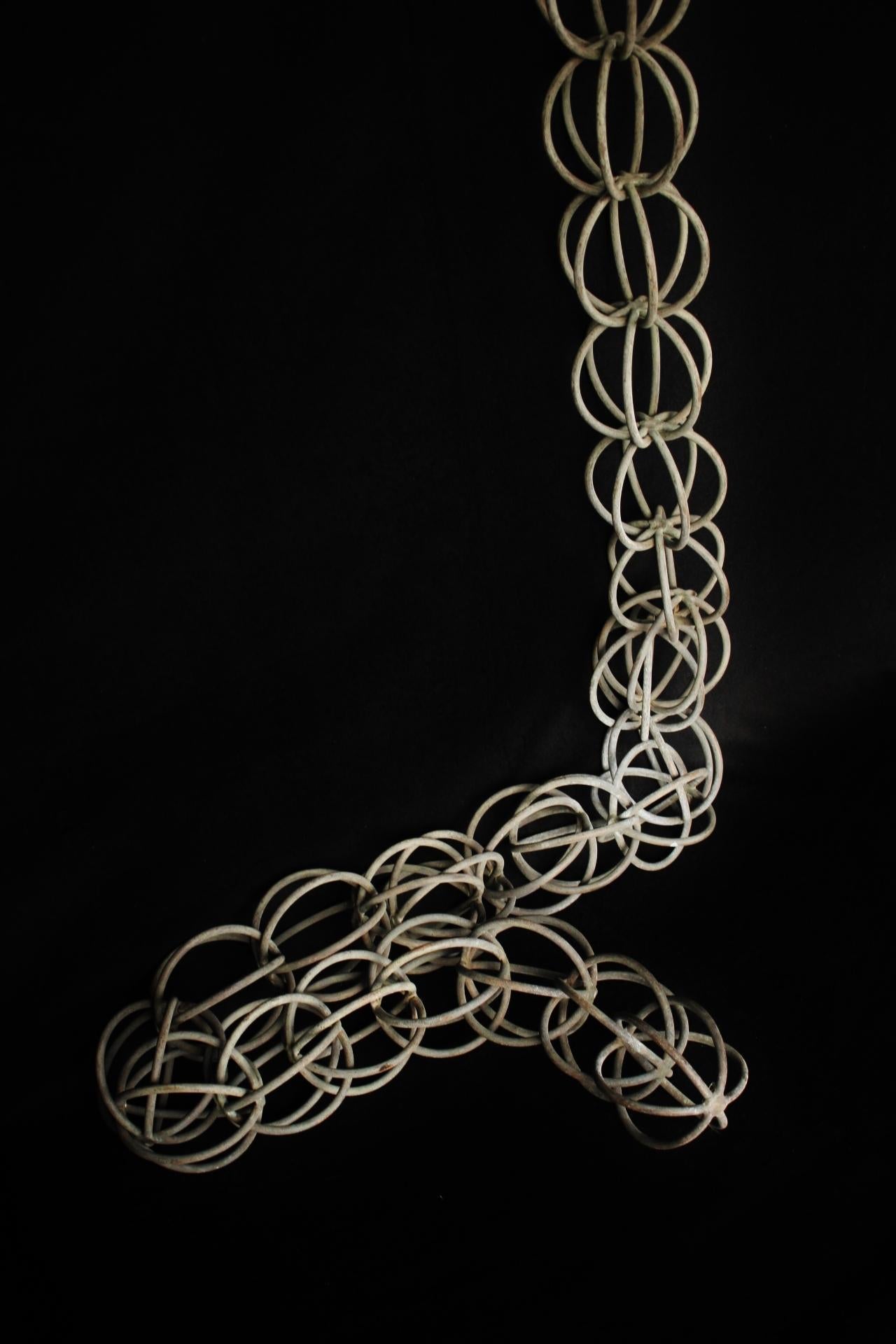 Metalwork Japanese Antiques Copper Gutter Chain, Triple Ripples, 3M For Sale