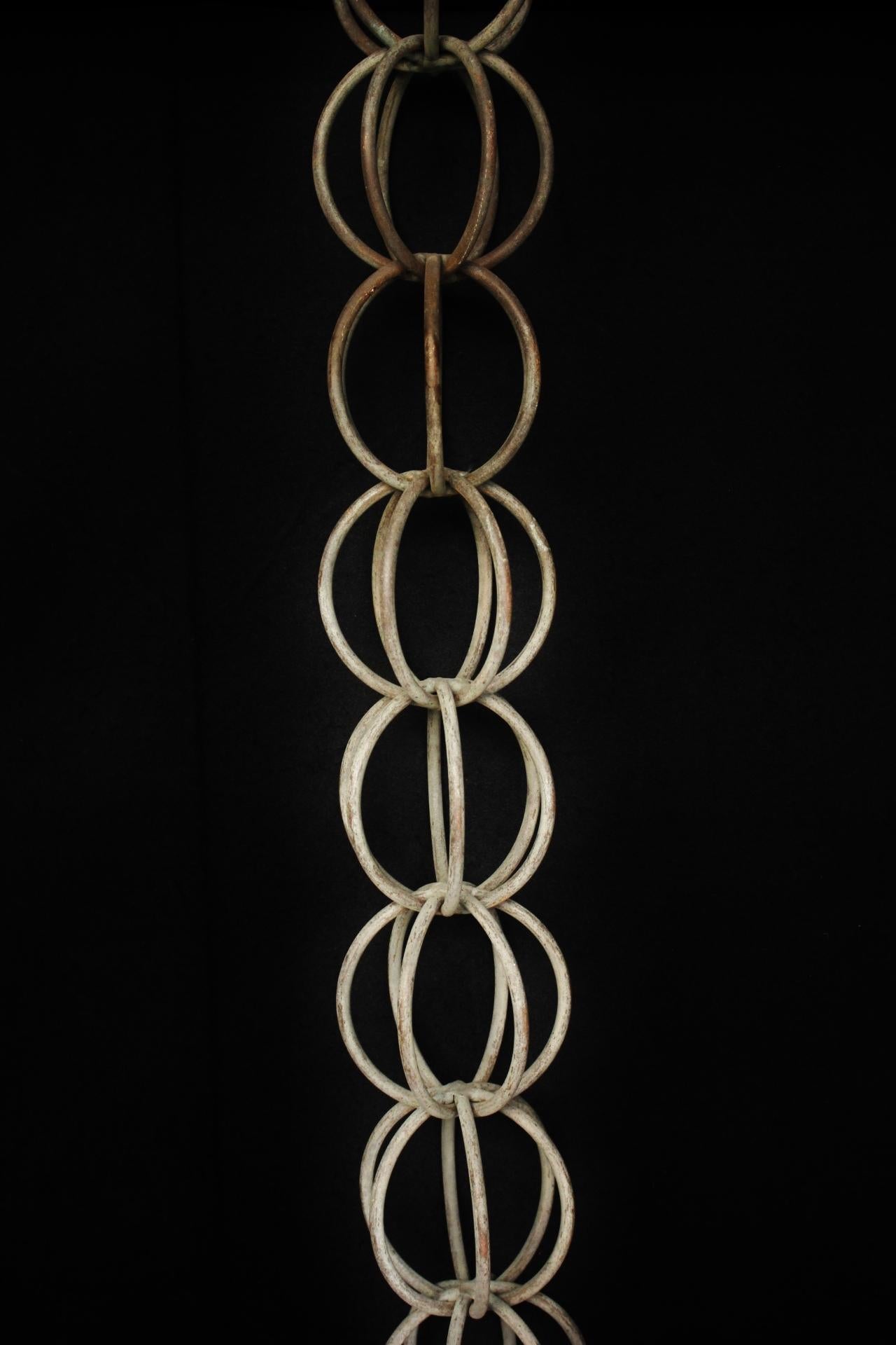 Japanese Antiques Copper Gutter Chain, Triple Ripples, 3M In Good Condition For Sale In Niiza, JP