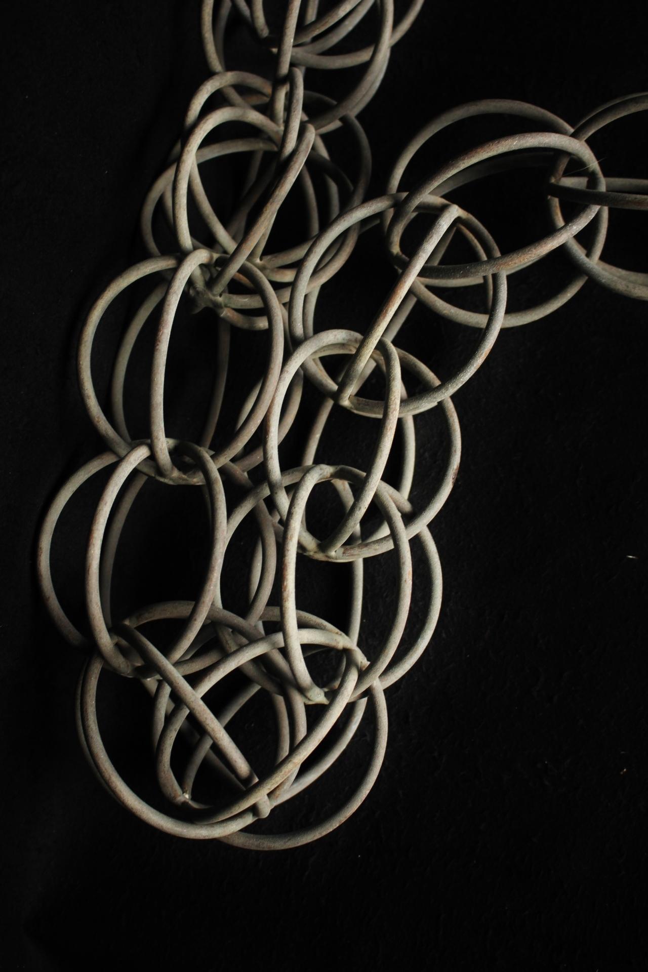 Japanese Antiques Copper Gutter Chain, Triple Ripples, 3M For Sale 1