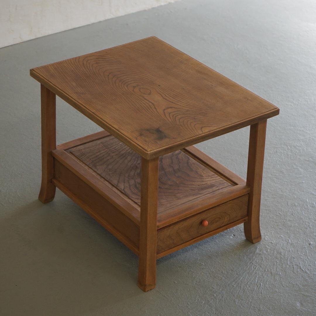 Japanese Antique Exhibition Stand Zelkova Wood 1930s Wabi-Sabi Side Table For Sale 2