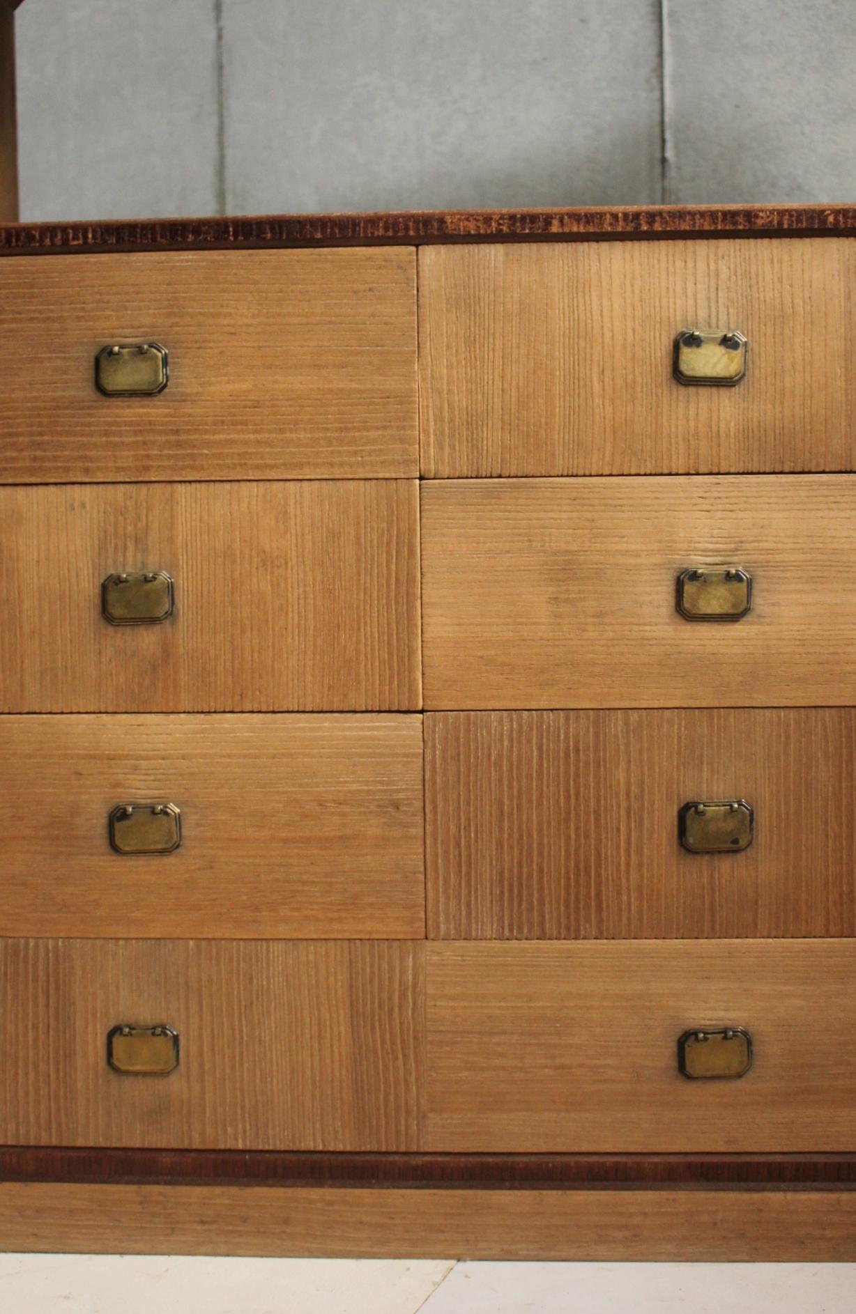 Wood Old Japanese Modern Geometric design by a great joiner Paulownia wood drawer For Sale