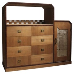 Antiquariato giapponese Design geometrico di un grande falegname Cassetto in legno di Paulownia