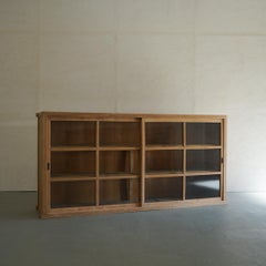 Japanese Antique Glass Cupboard Cabinet Showcase 1920s-1940s Japandi
