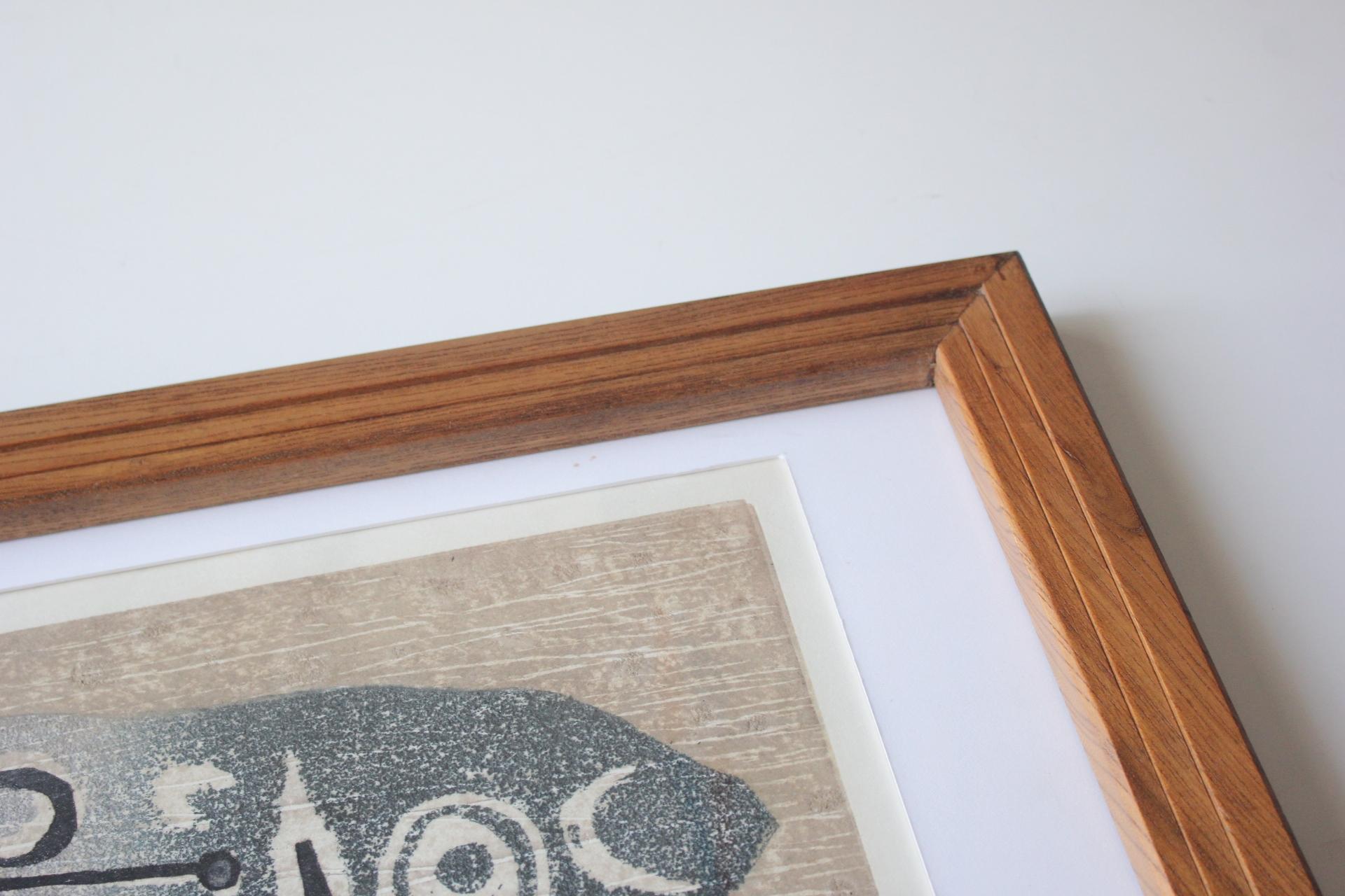 Japanese Antiques Hagiwara Hideo [Fish] Woodblock print, framed For Sale 4