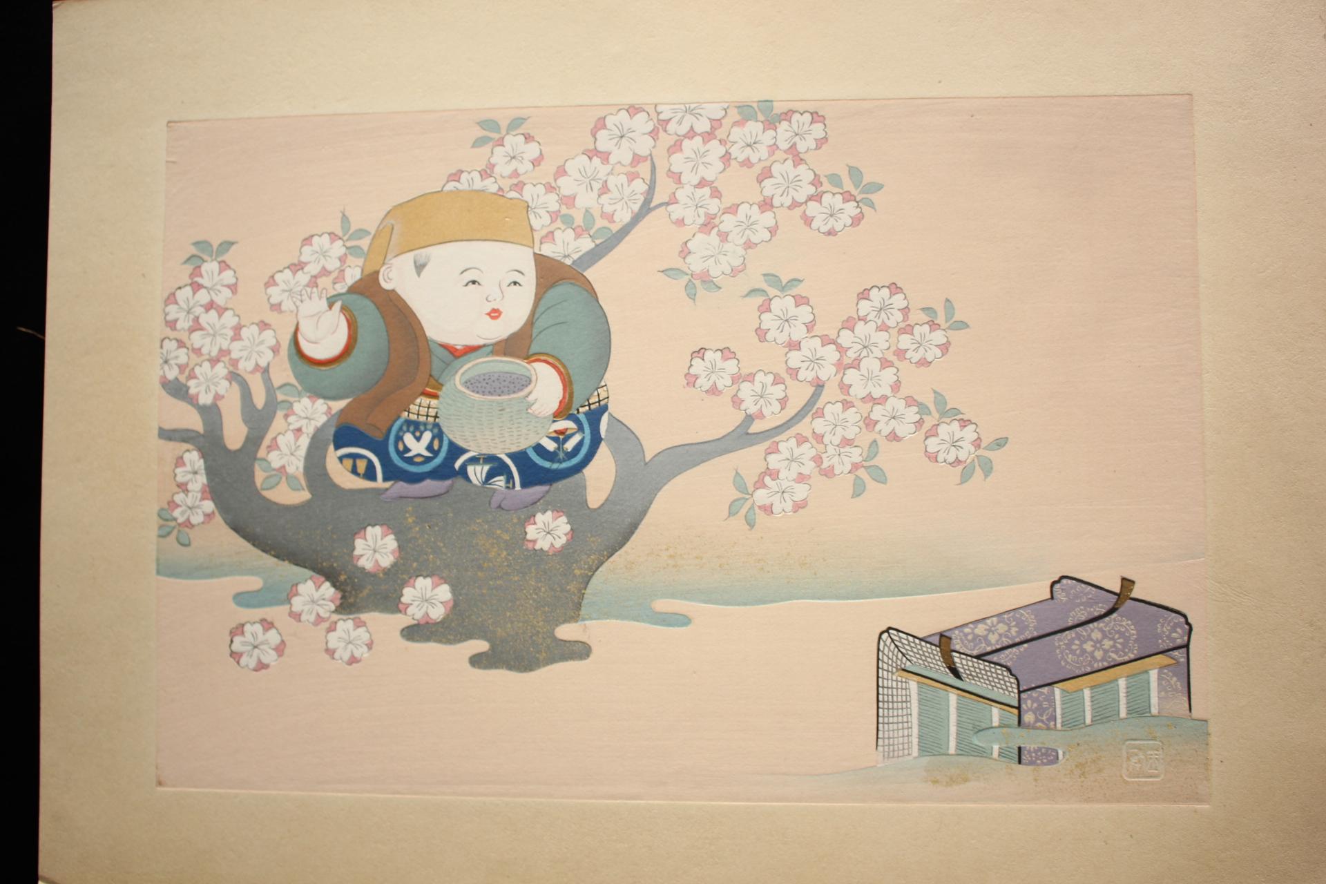Japanese Antiques Happo-do Fairy Tales by Gyokuho 15 Woodblock Prints Artbook For Sale 5