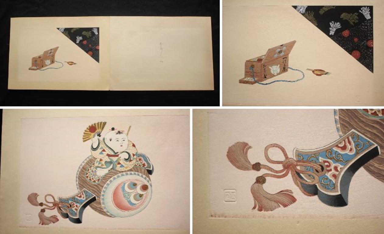 Japanese Antiques Happo-do Fairy Tales by Gyokuho 15 Woodblock Prints Artbook For Sale 6