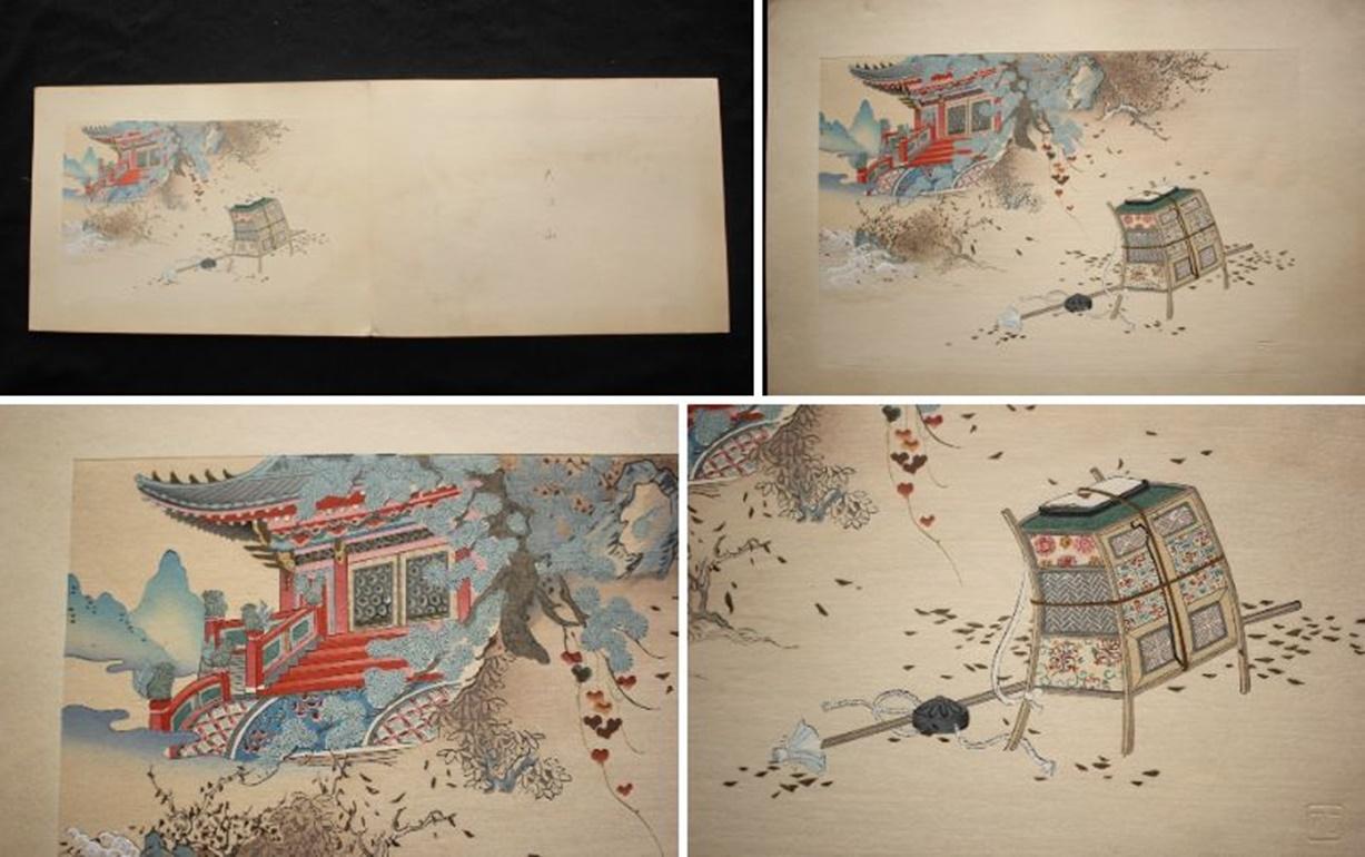Japanese Antiques Happo-do Fairy Tales by Gyokuho 15 Woodblock Prints Artbook For Sale 11