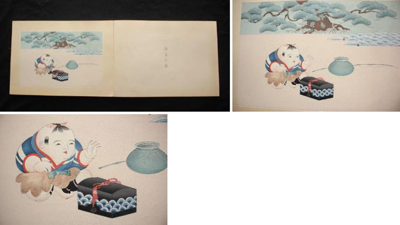 Japanese Antiques Happo-do Fairy Tales by Gyokuho 15 Woodblock Prints Artbook For Sale 8