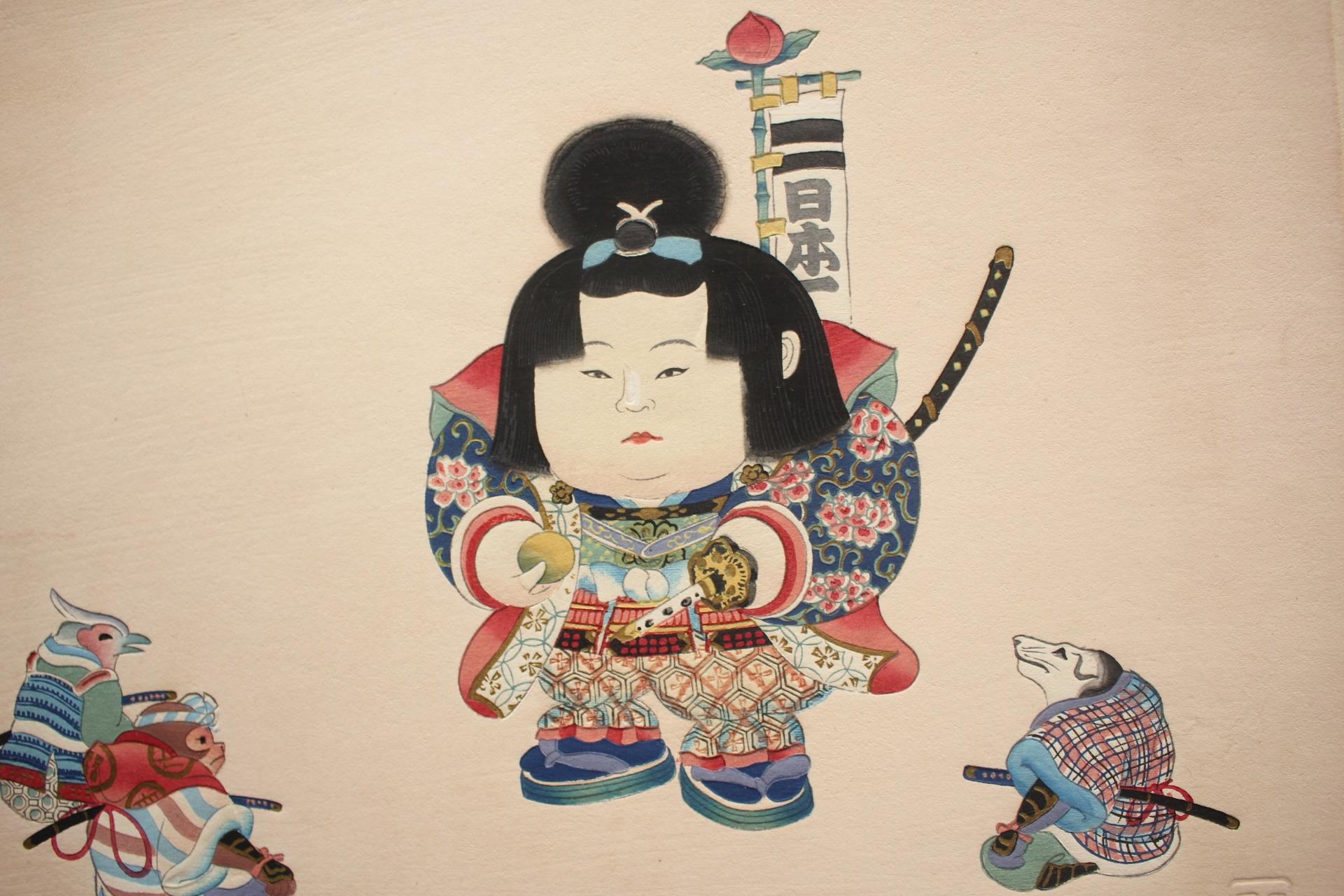 Japanese Antiques Happo-do Fairy Tales by Gyokuho 15 Woodblock Prints Artbook For Sale 1