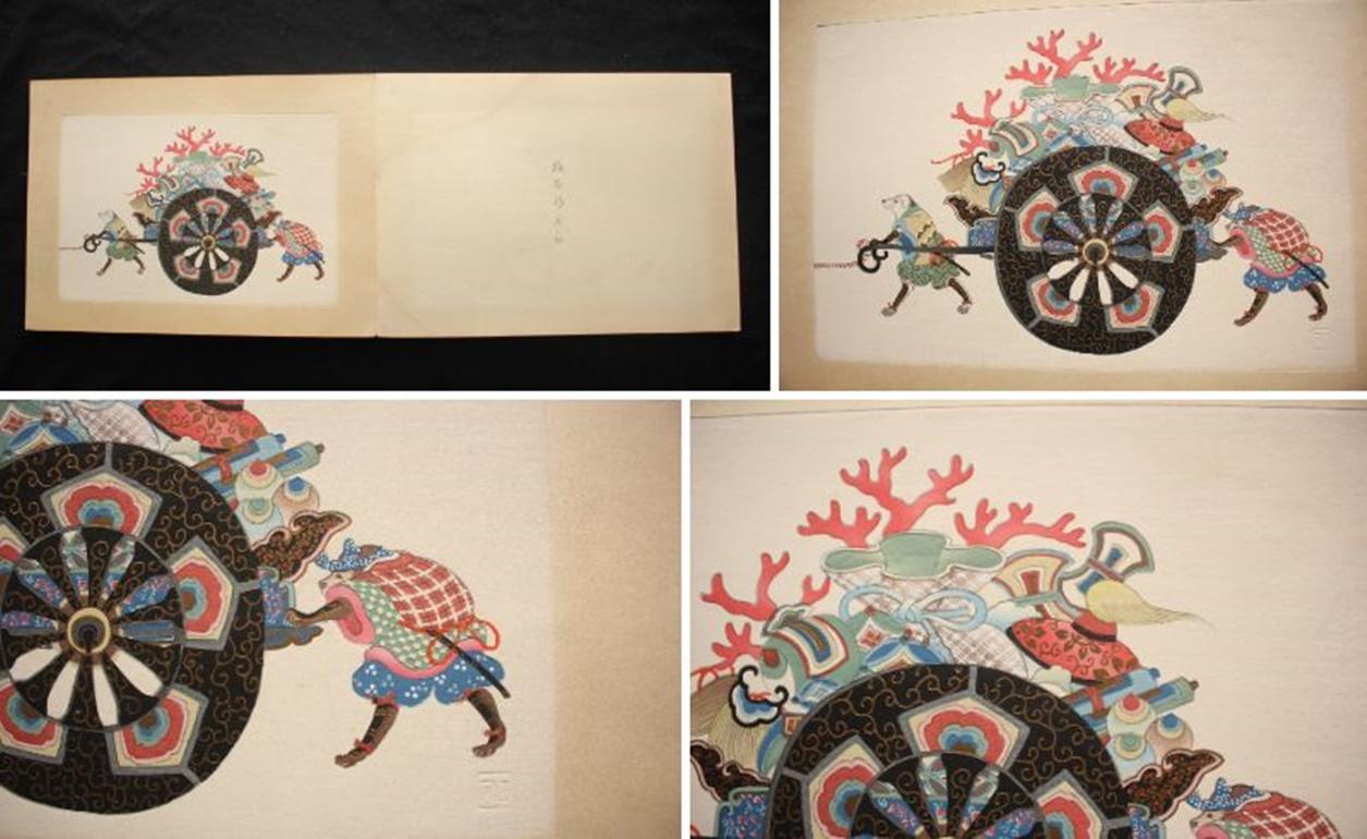 Japanese Antiques Happo-do Fairy Tales by Gyokuho 15 Woodblock Prints Artbook For Sale 3