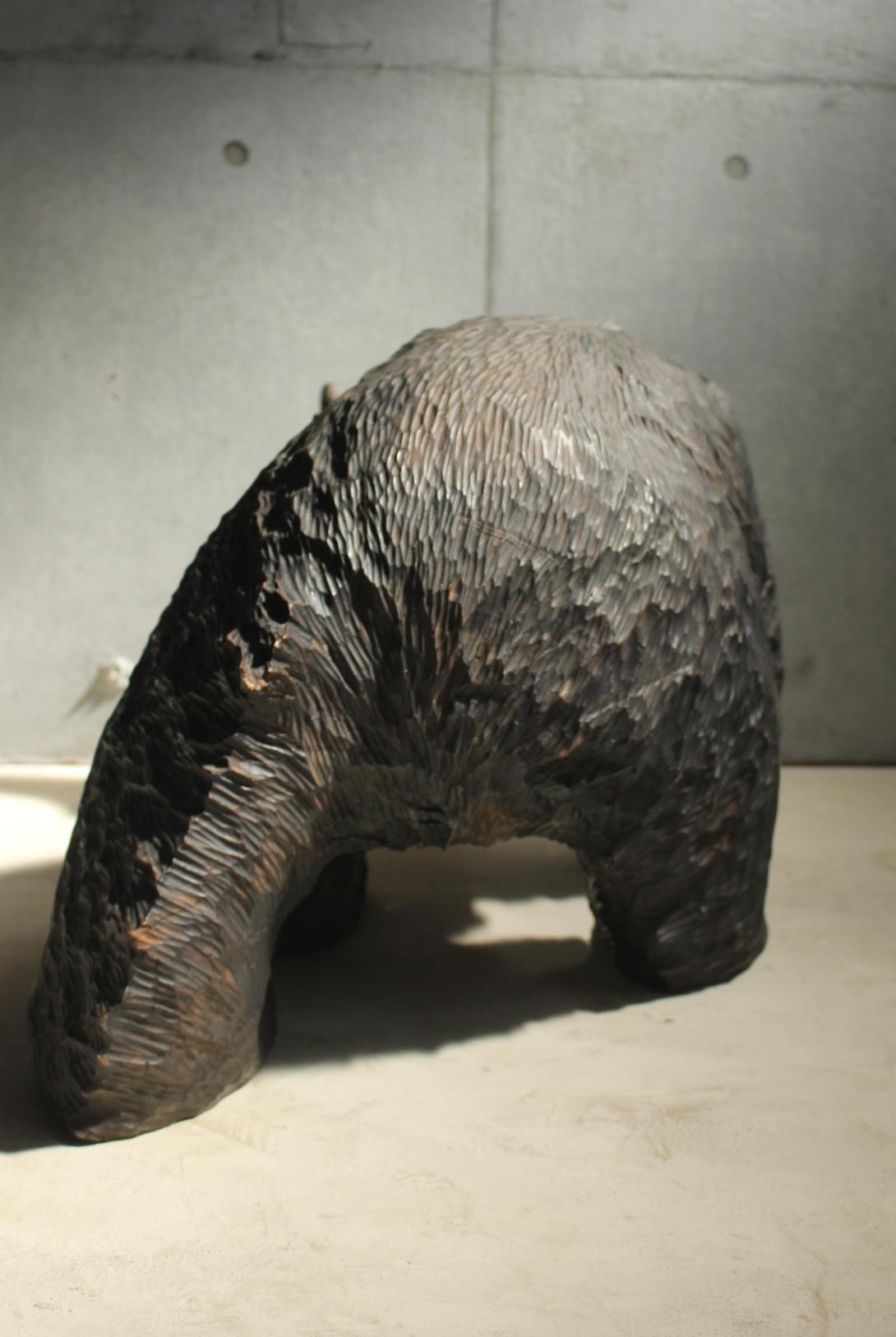 Japanese Antiques Hokkaido Folk Crafts Large Wood Carving Bear For Sale 10