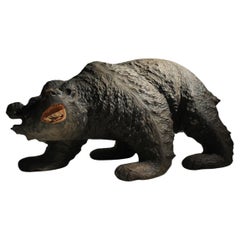 Japanese Antiques Hokkaido Folk Crafts Large Wood Carving Bear