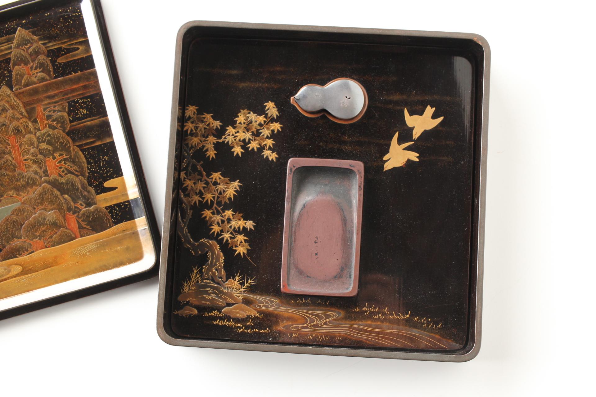 Japanese Antiques Inkstone box with Kasuga Deer Mandala Maki-e by Kan-sai For Sale 6