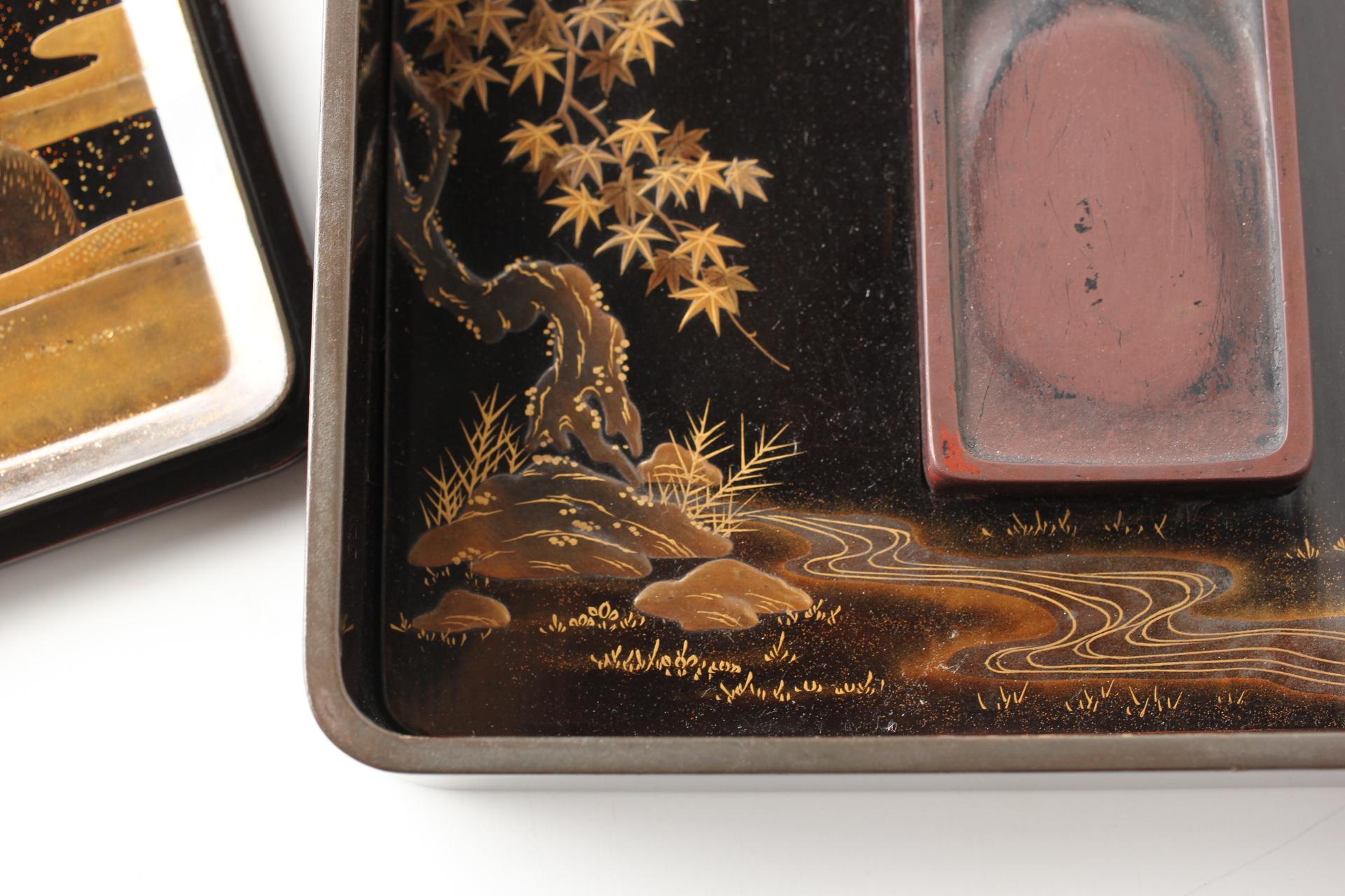 Japanese Antiques Inkstone box with Kasuga Deer Mandala Maki-e by Kan-sai For Sale 7