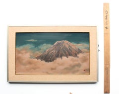 Japanese Antiques Kokukokai Senzan lacquer painting “White Clouds Fuji” framed