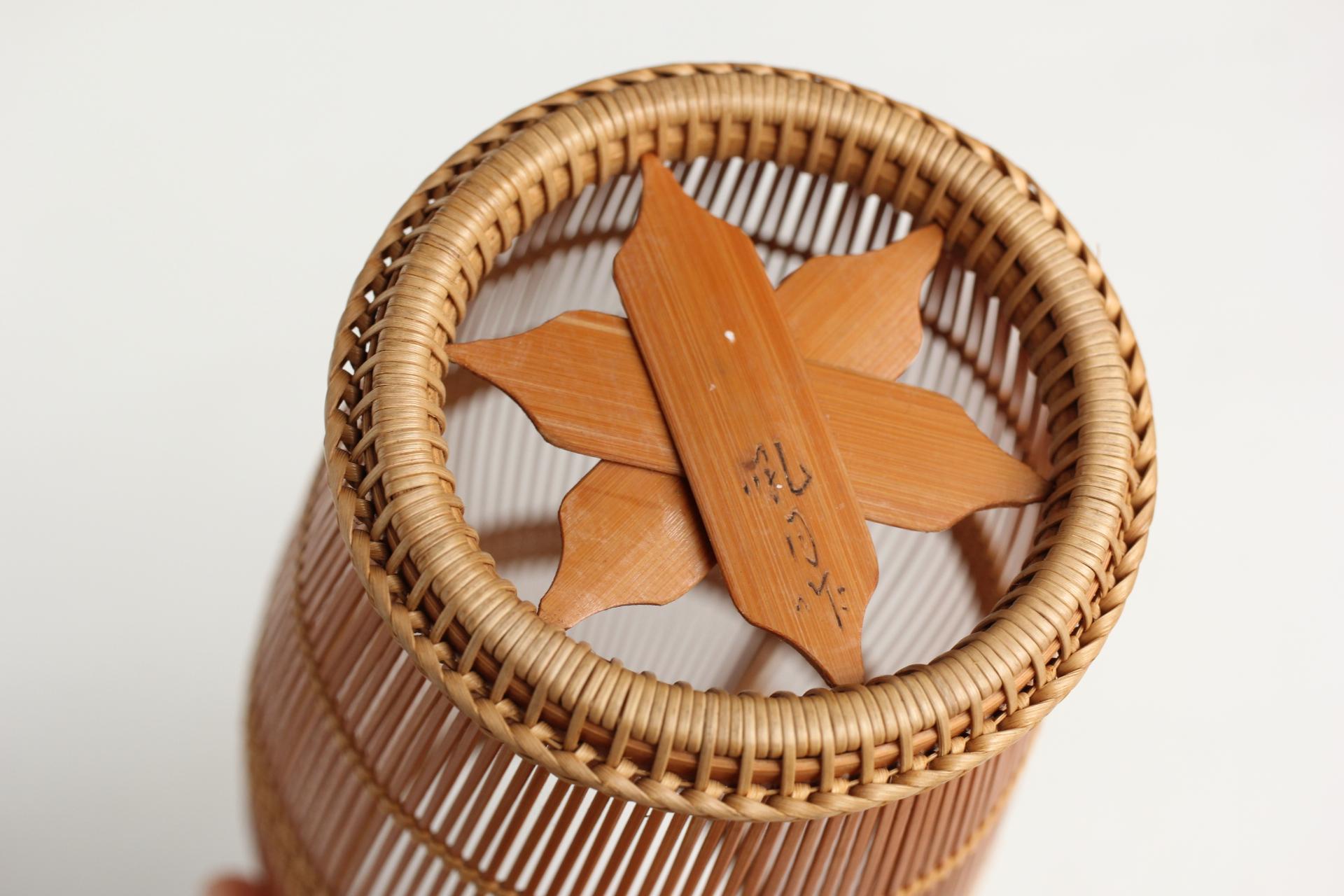 Japanese Antiques Kosuge Kogetsu Bamboo Woven Flower Basket For Sale 9
