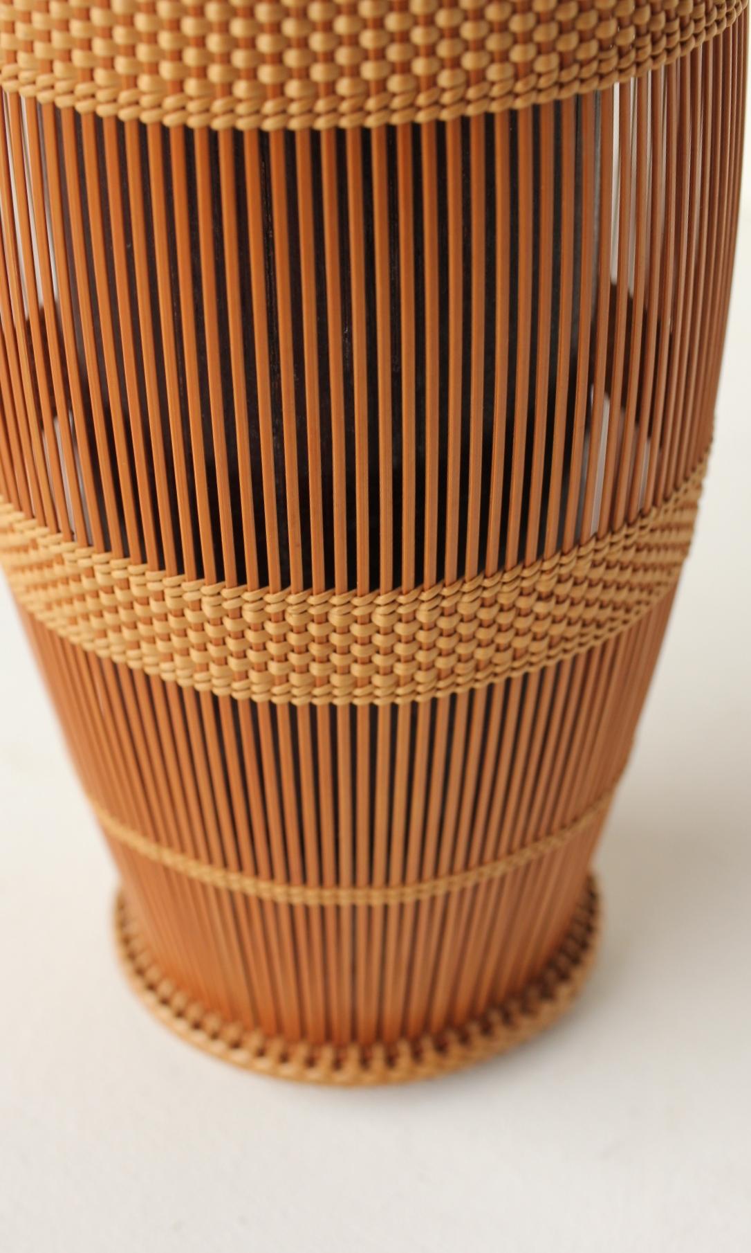 20th Century Japanese Antiques Kosuge Kogetsu Bamboo Woven Flower Basket For Sale