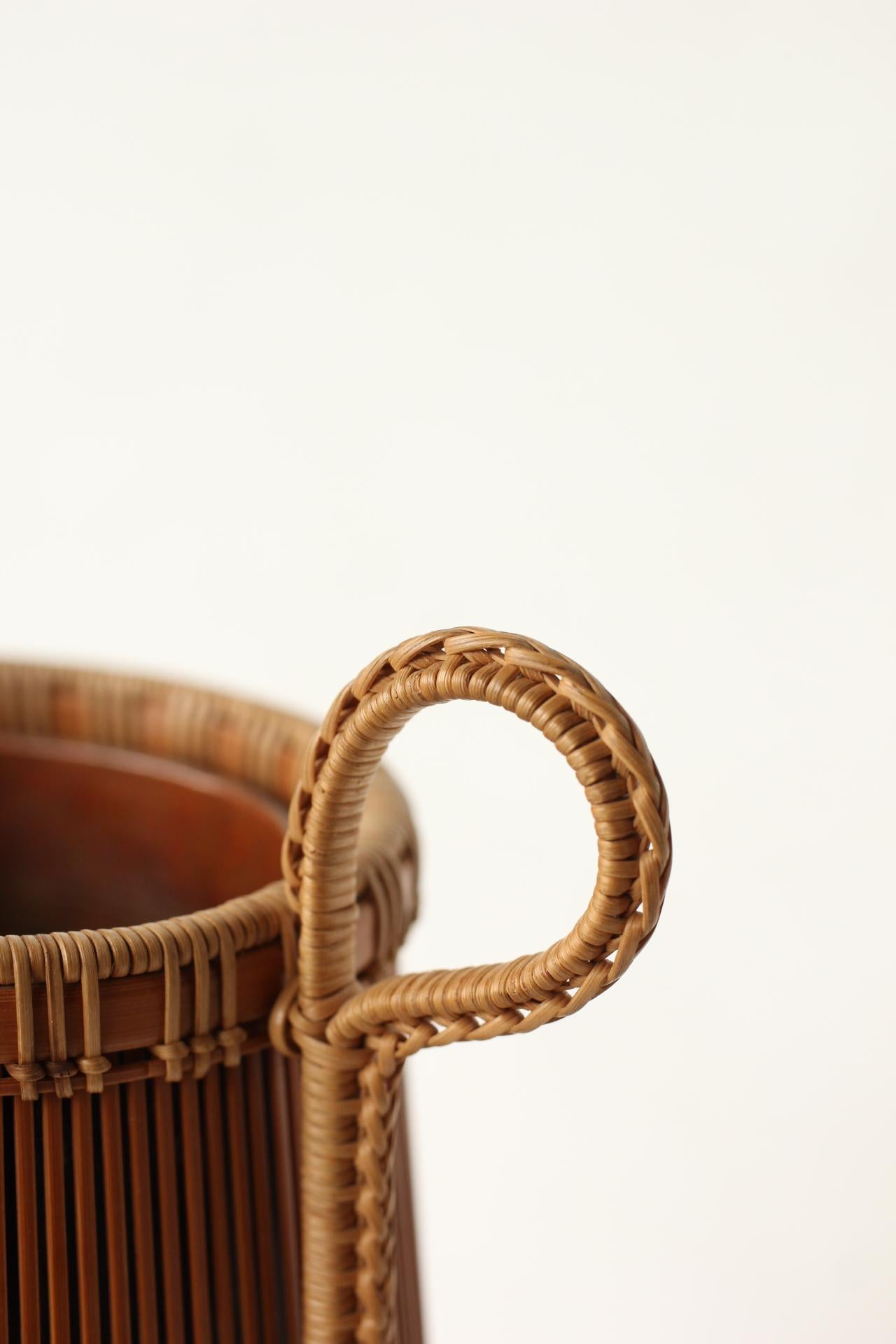 Japanese Antiques Kosuge Kogetsu Bamboo Woven Flower Basket For Sale 2
