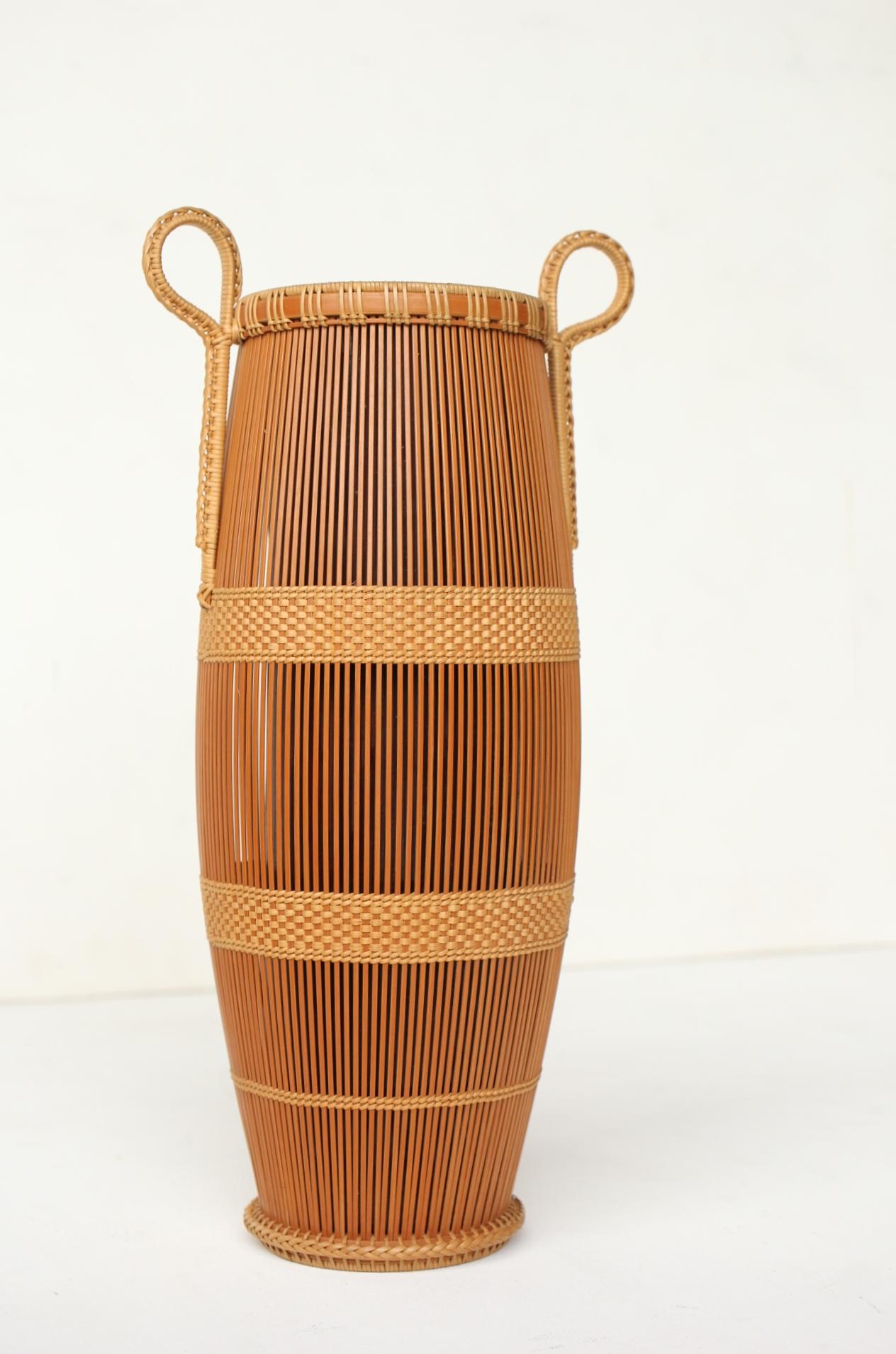 Japanese Antiques Kosuge Kogetsu Bamboo Woven Flower Basket For Sale 4