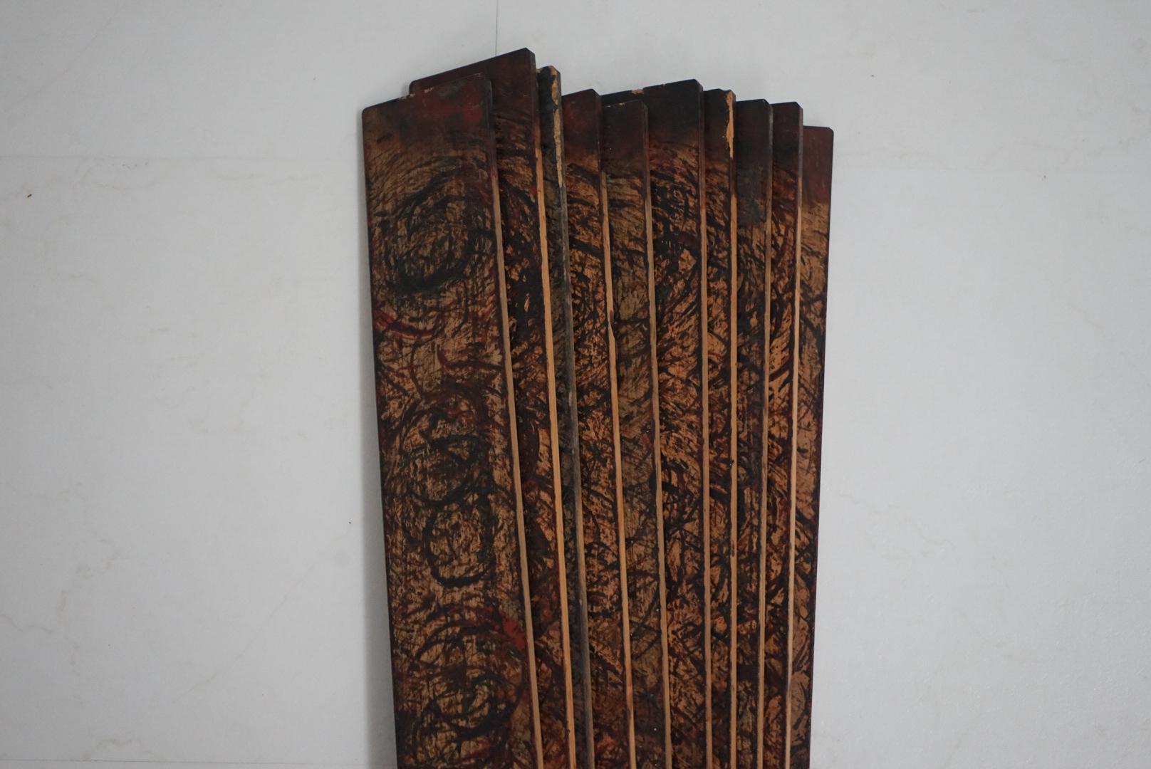 Wood Japanese Antique Lacquer Board Folk Art Object 1930s-1940s Wabi-Sabi For Sale