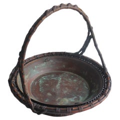 Japanese Antiques Maeda Chikubosai II, Hosai, bamboo tray, flat flower basket
