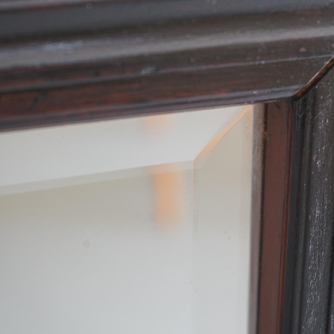 20th Century Japanese Antique Mirror Black Frame 1930s-1940s Wabi-Sabi