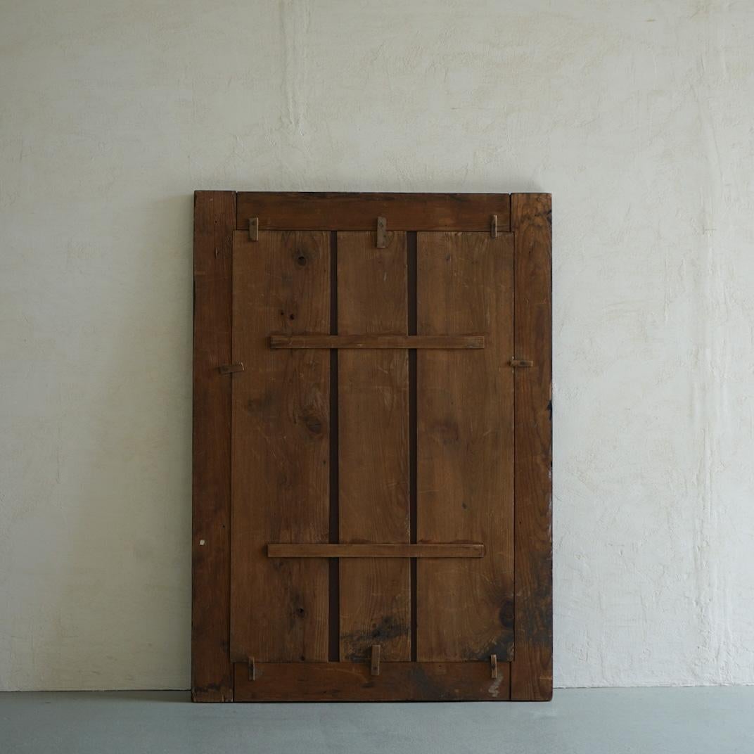 Japanese Antique Mirror Black Frame 1930s-1940s Wabi-Sabi 1