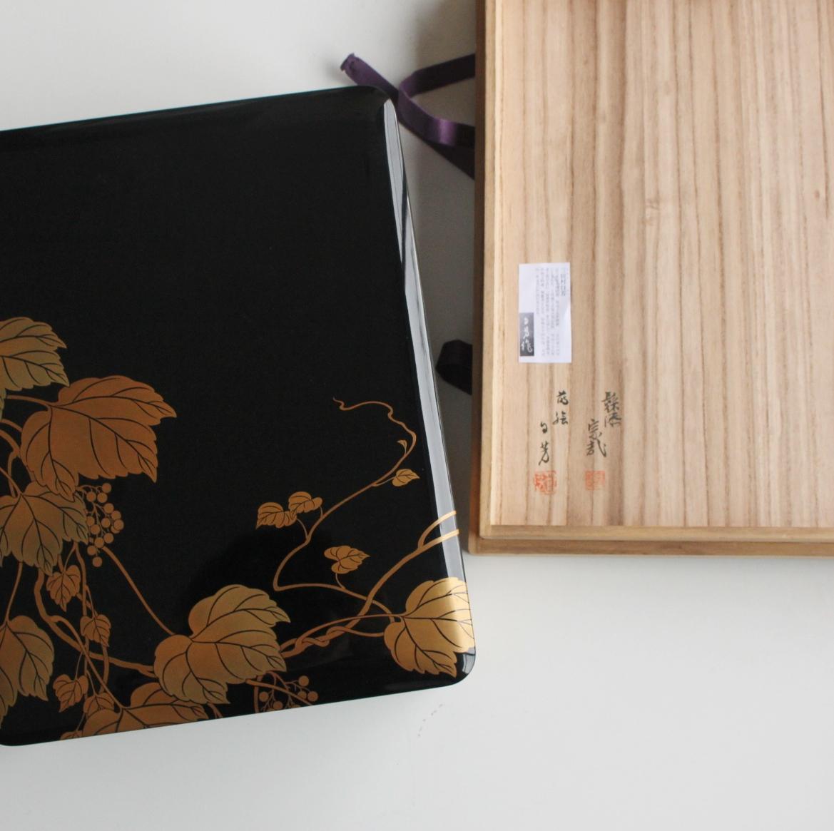 Antichità giapponese Mitamura Jiho Ivy Makie (lacca) Scatola di carta per calligrafia in vendita 11