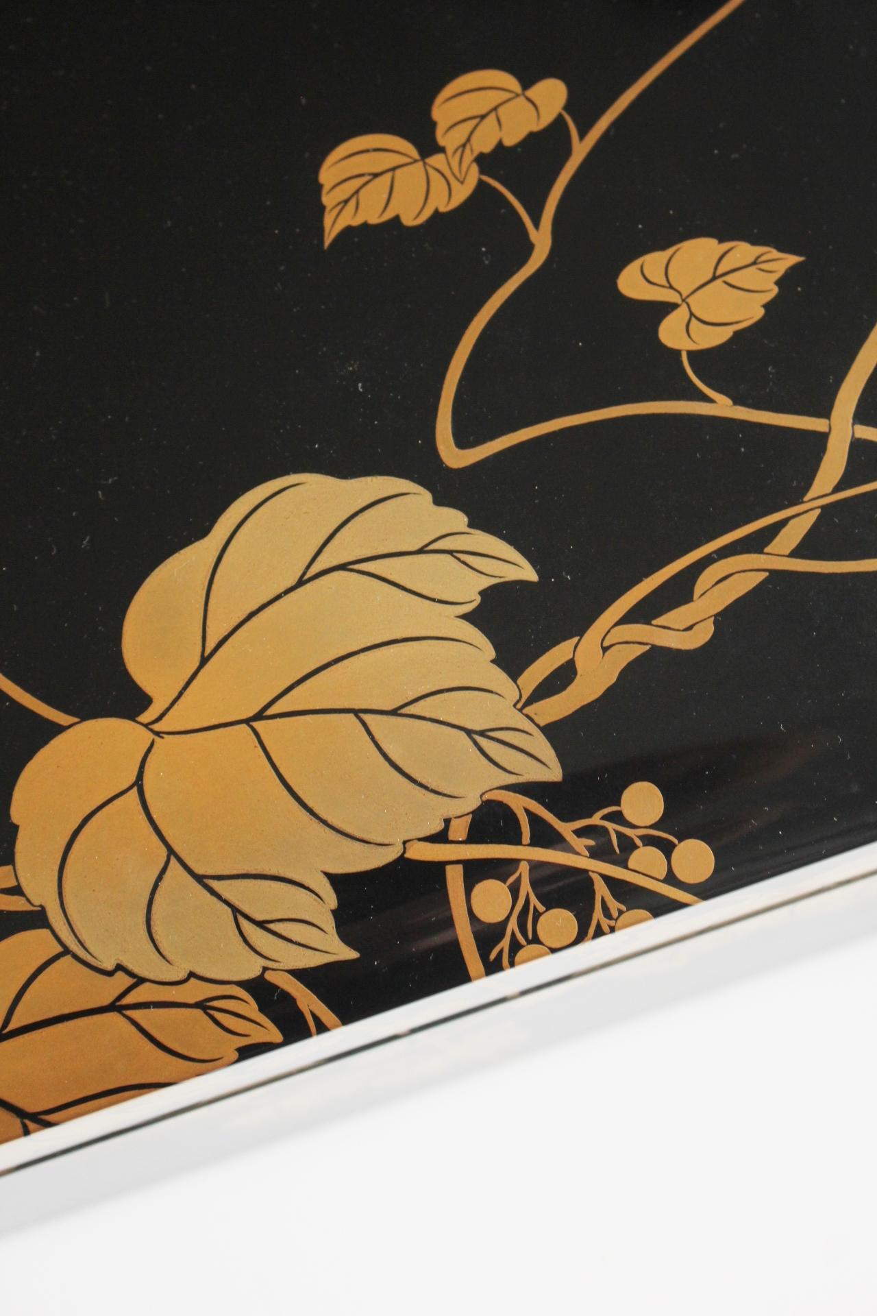 Dipinto a mano Antichità giapponese Mitamura Jiho Ivy Makie (lacca) Scatola di carta per calligrafia in vendita