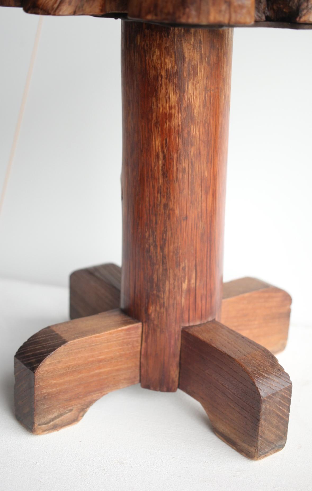 Japanese Antiques Natural wood stools, set of 2 Wabisabi Primitive Stool For Sale 5